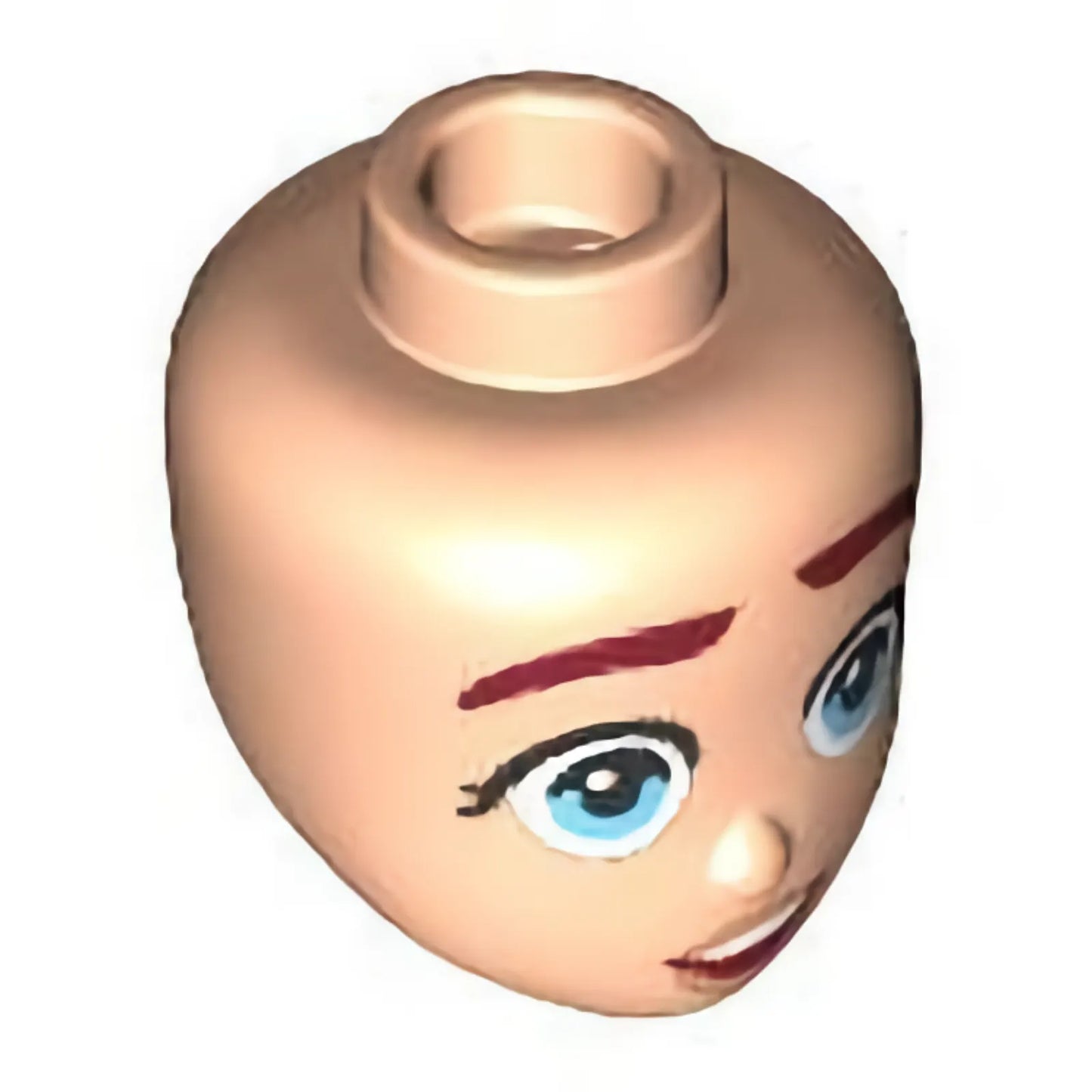 Part 101116 - Mini Doll, Head Friends with Thick Dark Red Eyebrows, Medium Azure Eyes, Nougat Lips, and Open Mouth with Top Teeth Pattern