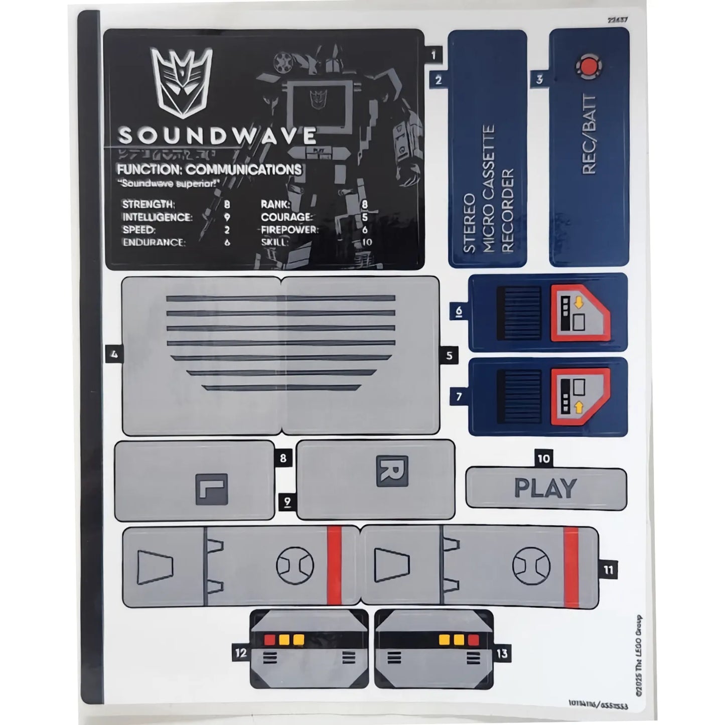 Part 10358stk01 - Sticker Sheet for Set 10358 - (10114116/6551553)
