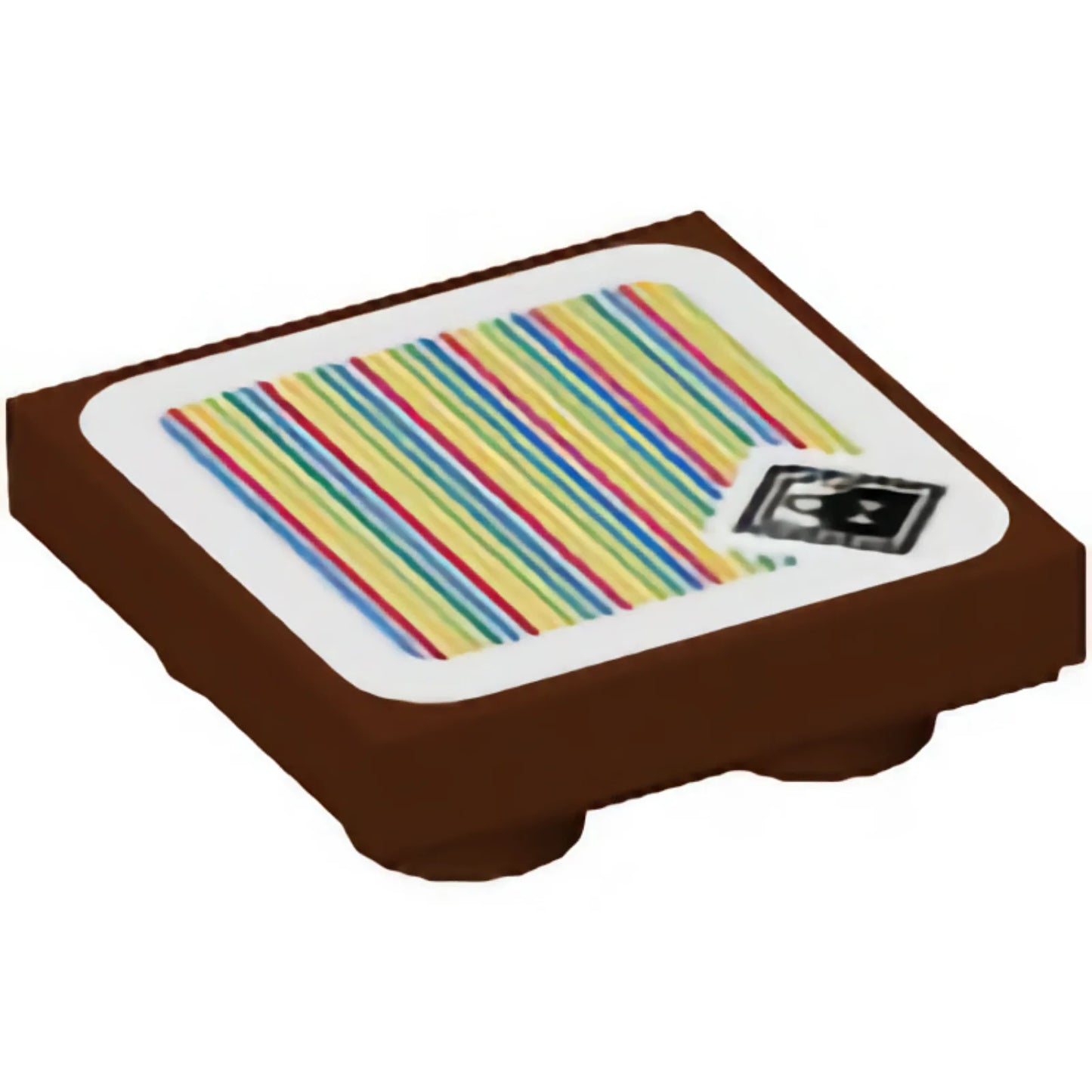 Part 11203pb089 - Tile, Modified 2 x 2 Inverted with Super Mario Scanner Code Bob-omb Pattern (Sticker) - Set 71408