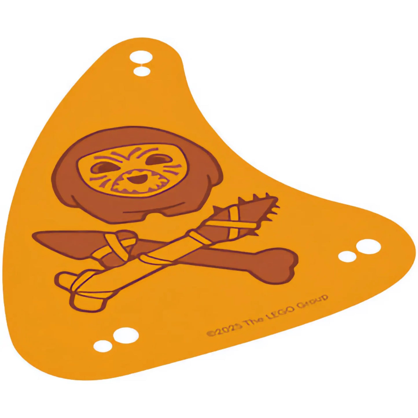 Part 113952 - Cloth Sail Triangular 8 x 10 with Dark Orange Kakamora Head and Crossed Spears with Reddish Brown Outline Pattern