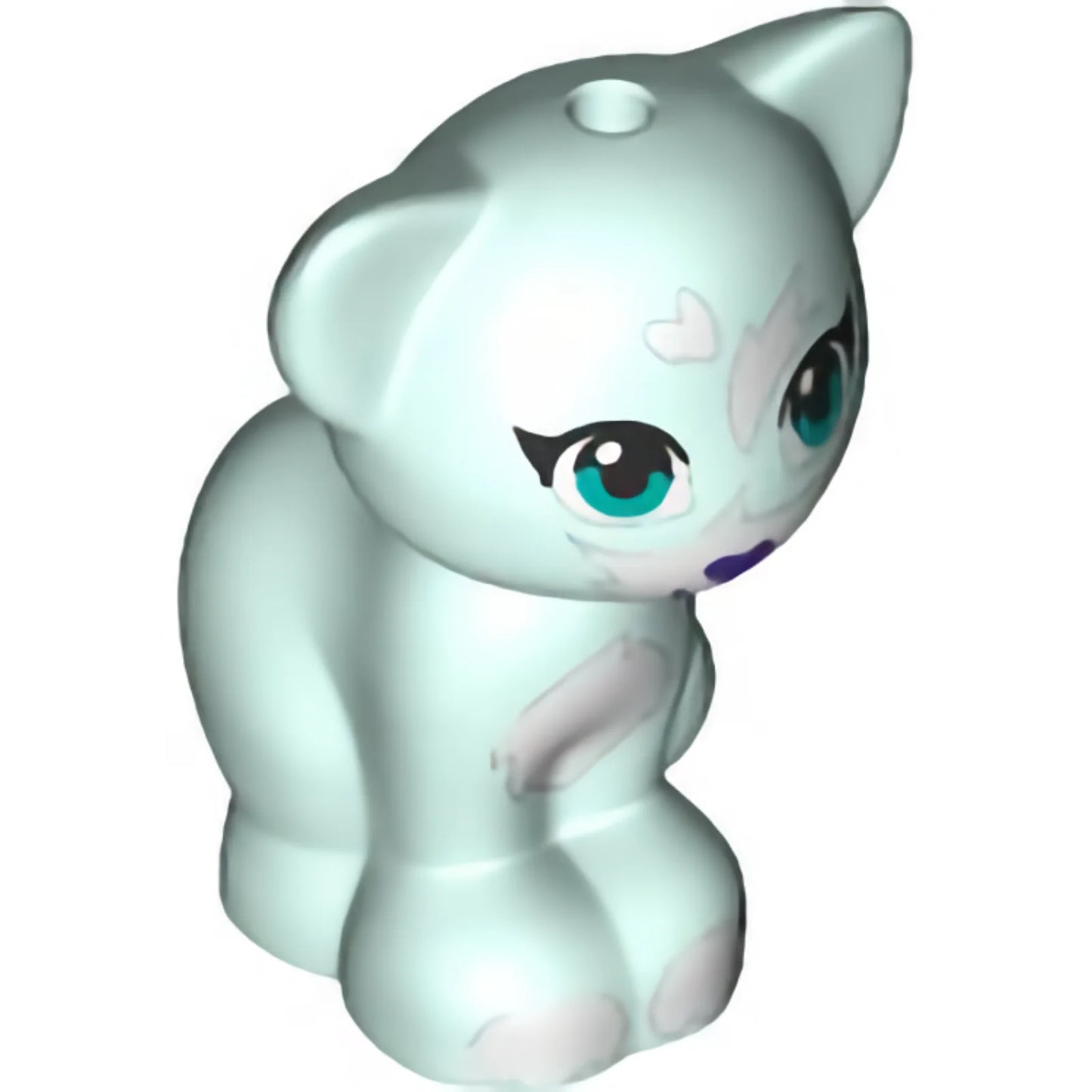 Part 11602pb10 - Cat, Friends / Elves, Sitting with Dark Turquoise Eyes, Dark Purple Nose, and White Patches Pattern