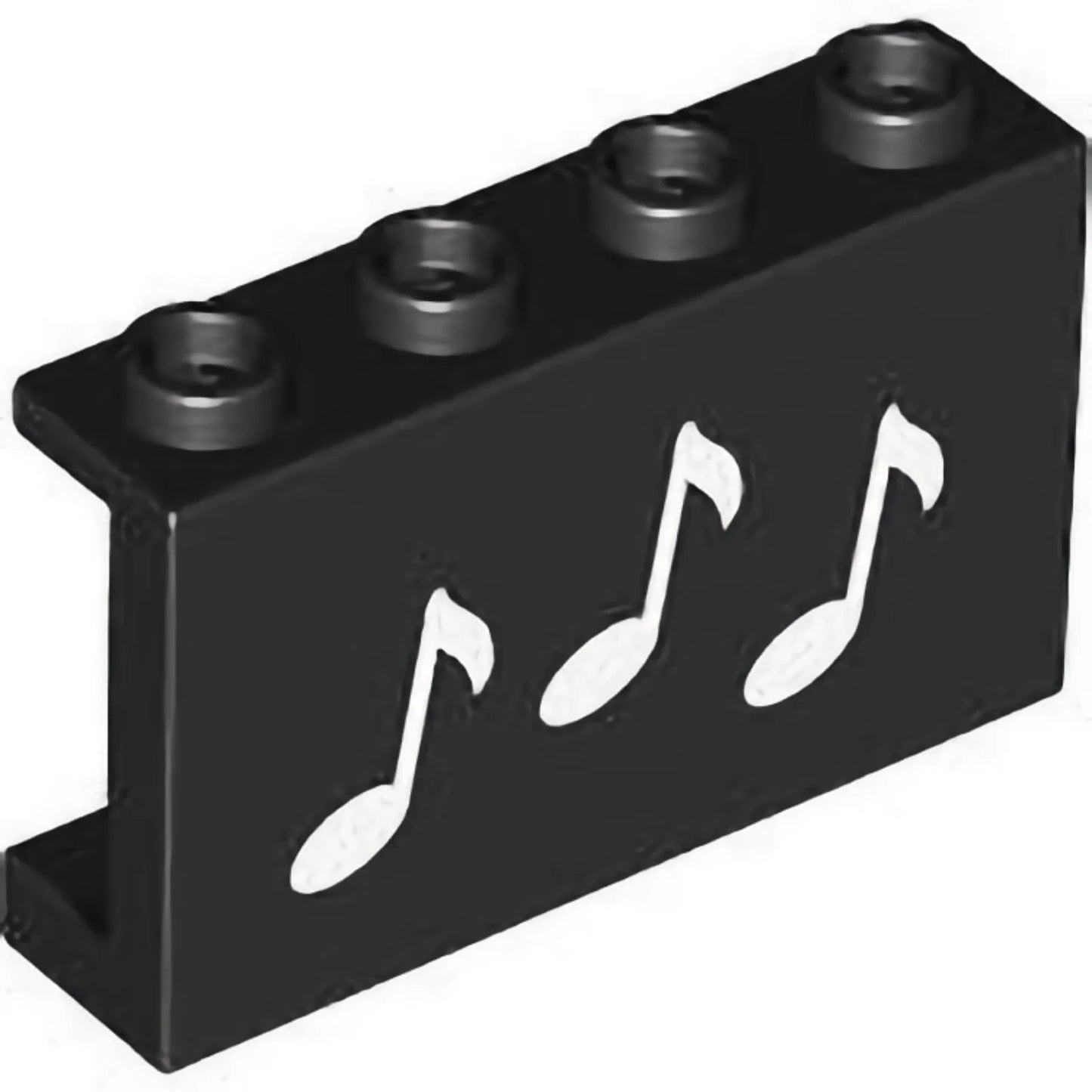 Part 14718pb080 - Panel 1 x 4 x 2 with Side Supports - Hollow Studs with 3 White Music Notes Pattern