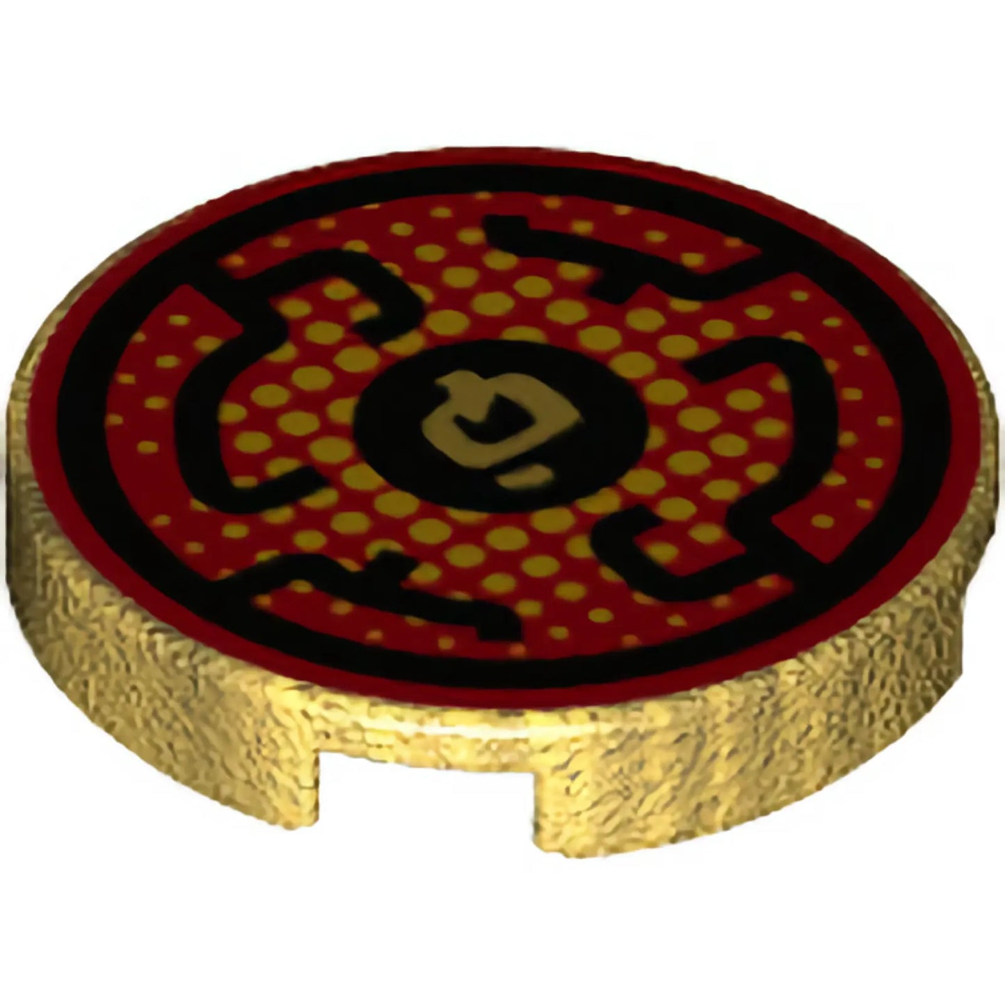 Part 14769pb207 - Tile, Round 2 x 2 with Bottom Stud Holder with Black Circular Lines on Red Background Pattern