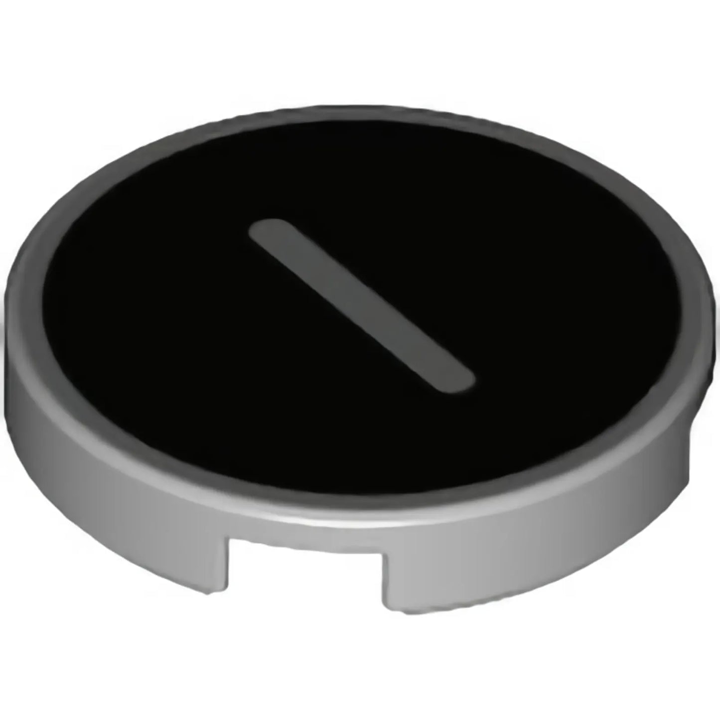 Part 14769pb430 - Tile, Round 2 x 2 with Bottom Stud Holder with Silver Capital Letter I on Black Background Pattern
