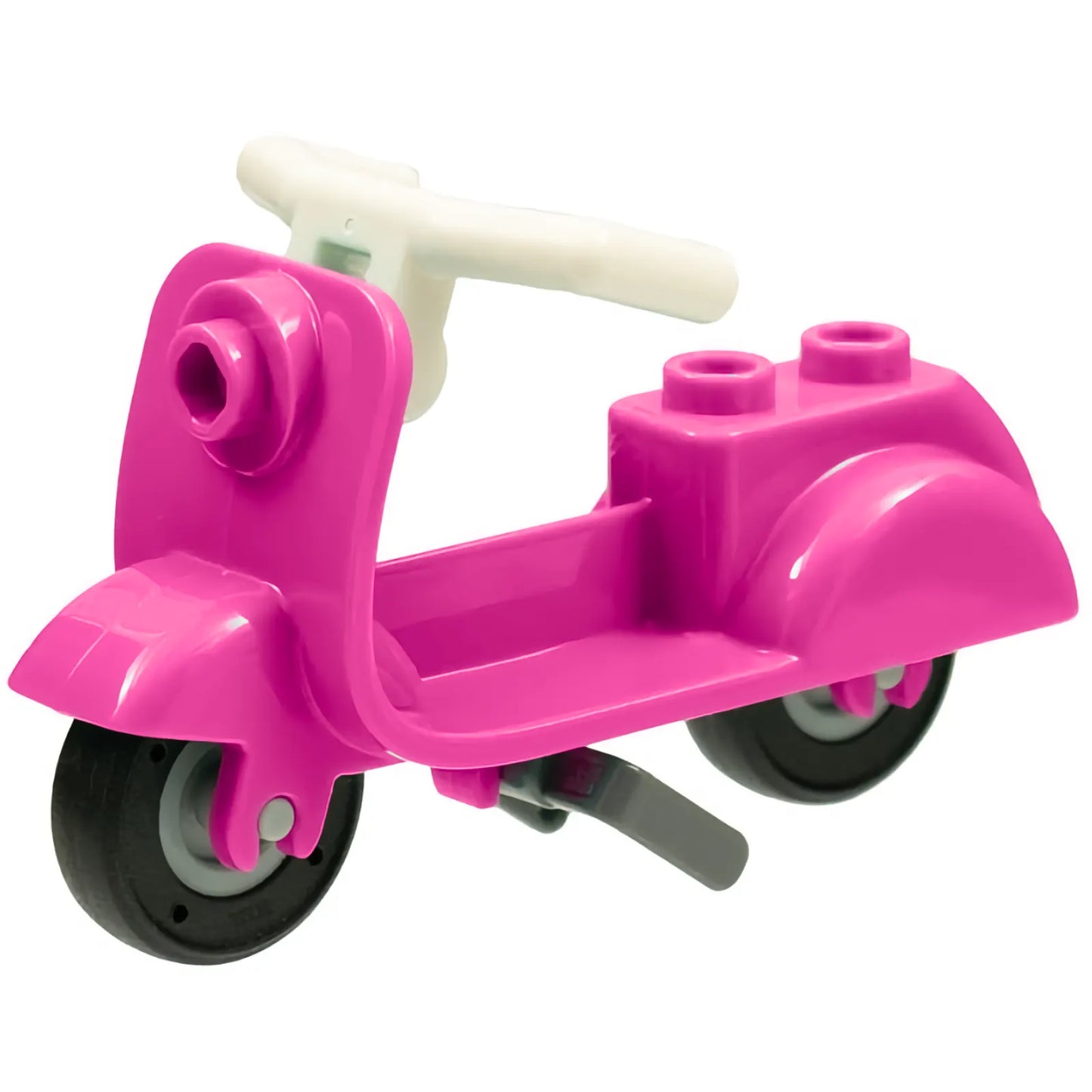 Part 15396c09 - Scooter with Dark Bluish Gray Stand, White Angular Handlebars, and Light Bluish Gray Wheels