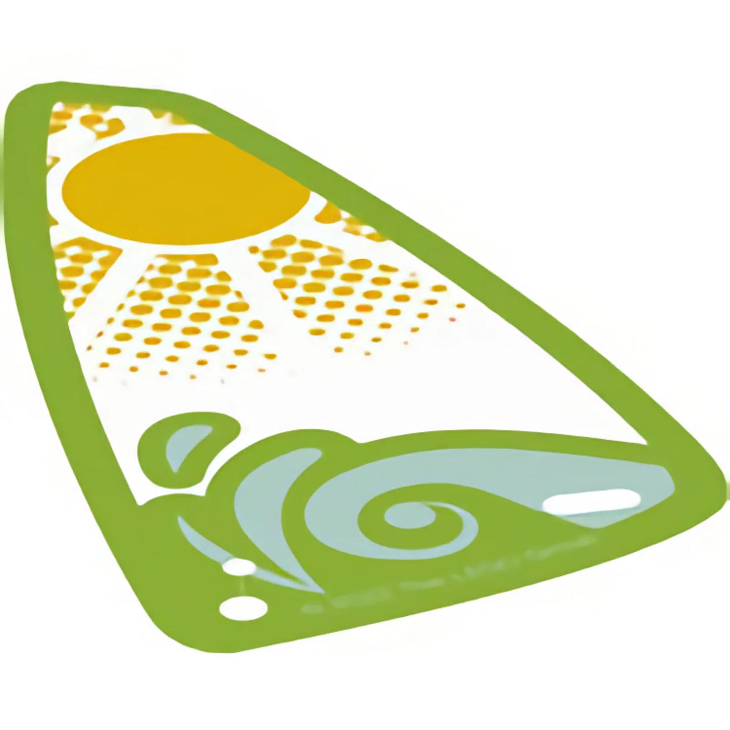 Part 1601 - Plastic Triangle 6 x 12 Sail with Lime and Bright Light Blue Wave and Yellow Sun Pattern