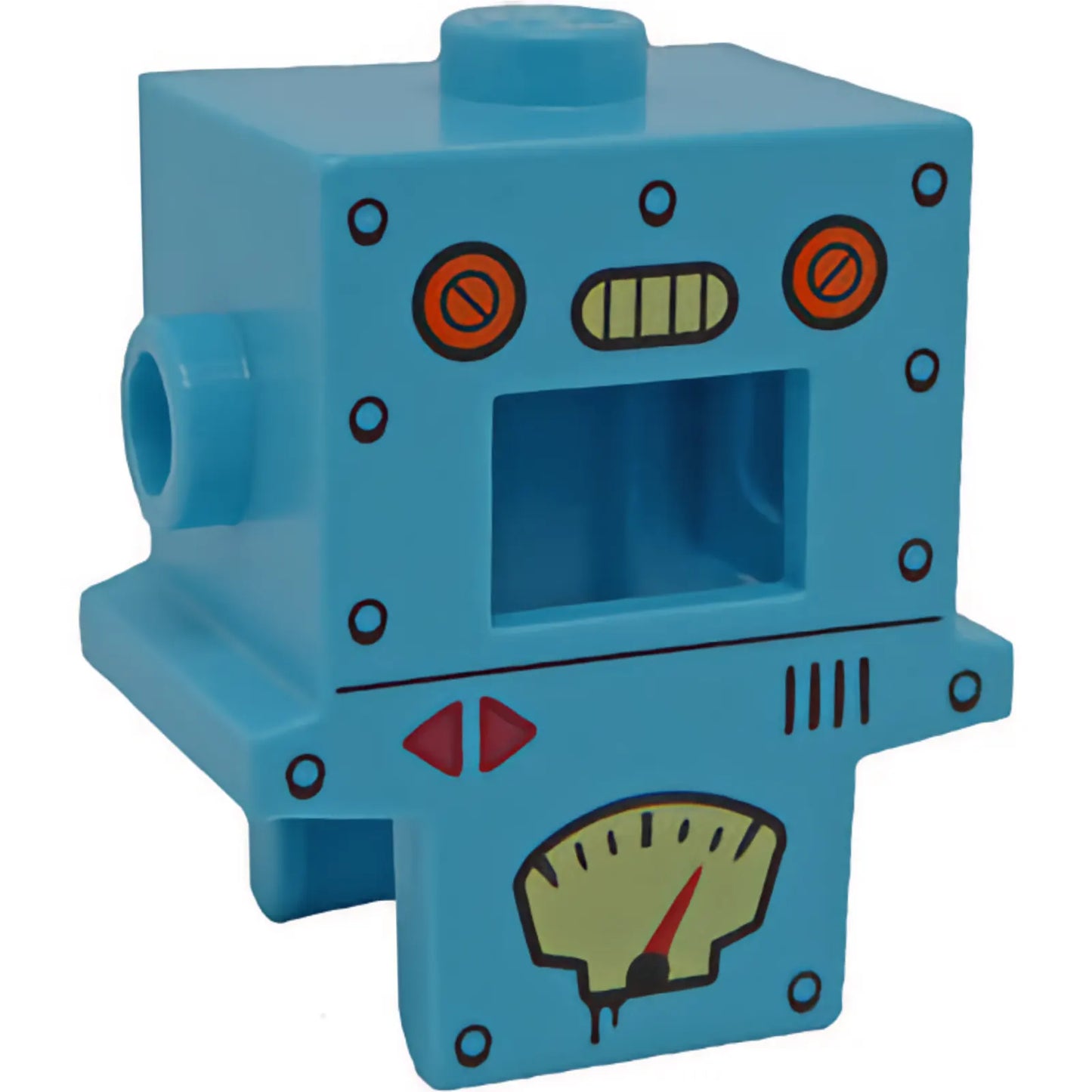 Part 1611pb01 - Minifigure, Headgear Head Cover, Costume Cardboard Robot with Rivets and Gauges Pattern