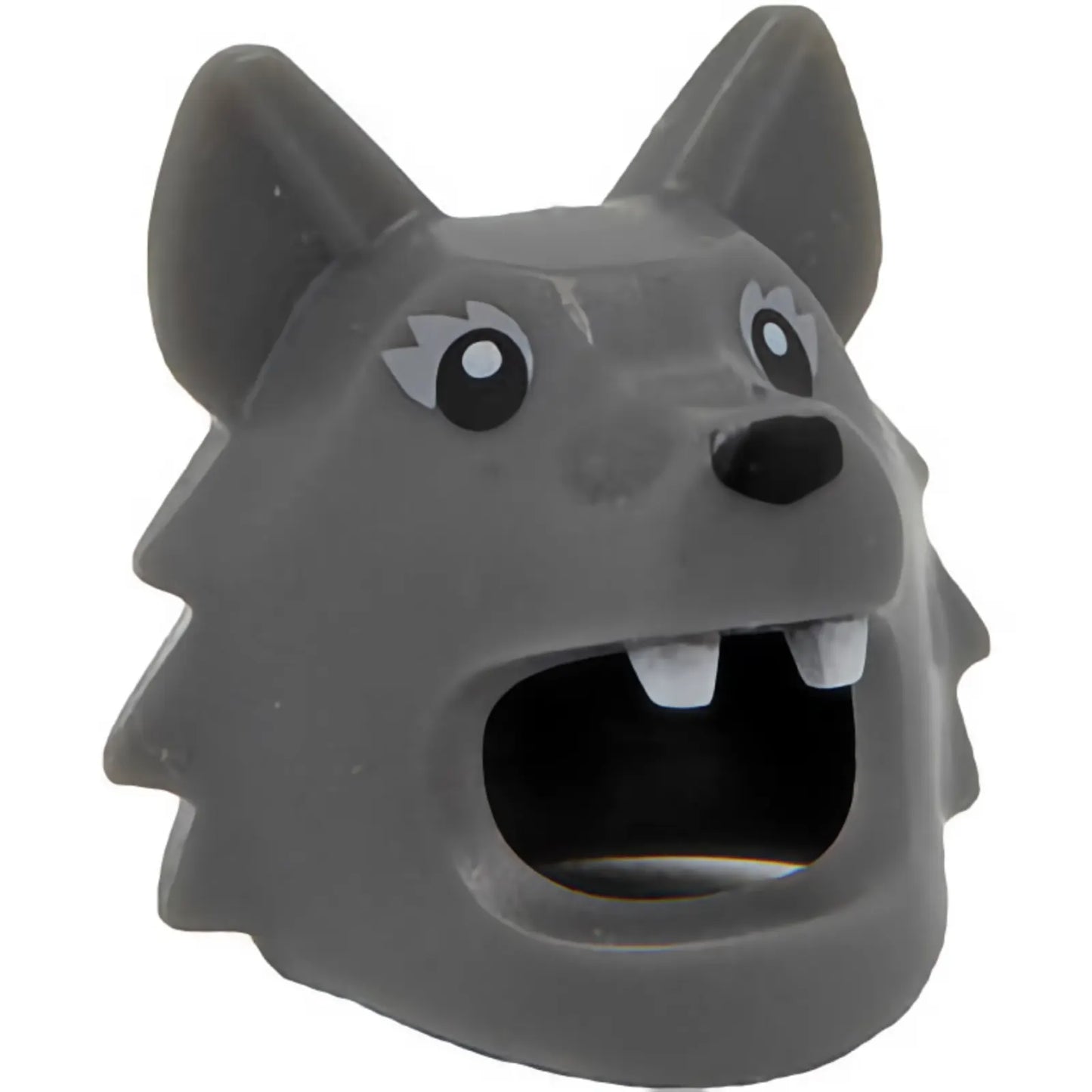 Part 1702pb01 - Minifigure, Headgear Head Cover, Costume Wolf / Dog with Black Eyes and Nose and White Teeth Pattern