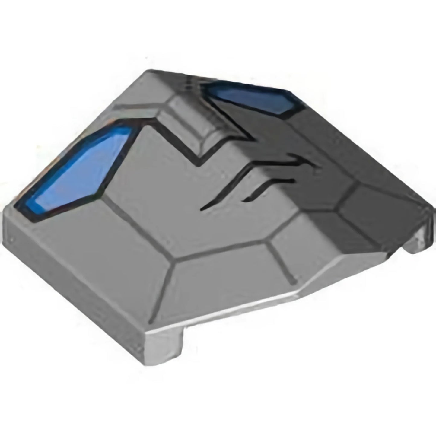 Part 1762pb001 - Slope, Curved 33 2 x 2 Double / Inverted with Dark Bluish Gray Lines, Dark Azure and Medium Blue Eyes, and Black Grin and Chin Dimple Pattern (Transformers Bumblebee Face)
