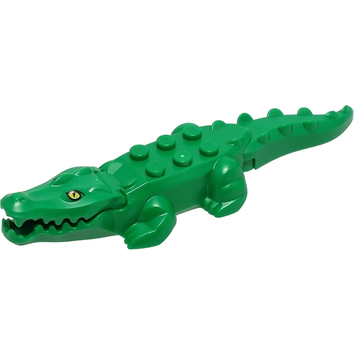 Part 18904c04pb01 - Alligator / Crocodile with 20 Teeth with Yellow Eyes without White Glints Pattern with Light Bluish Gray Technic, Pin 1/2