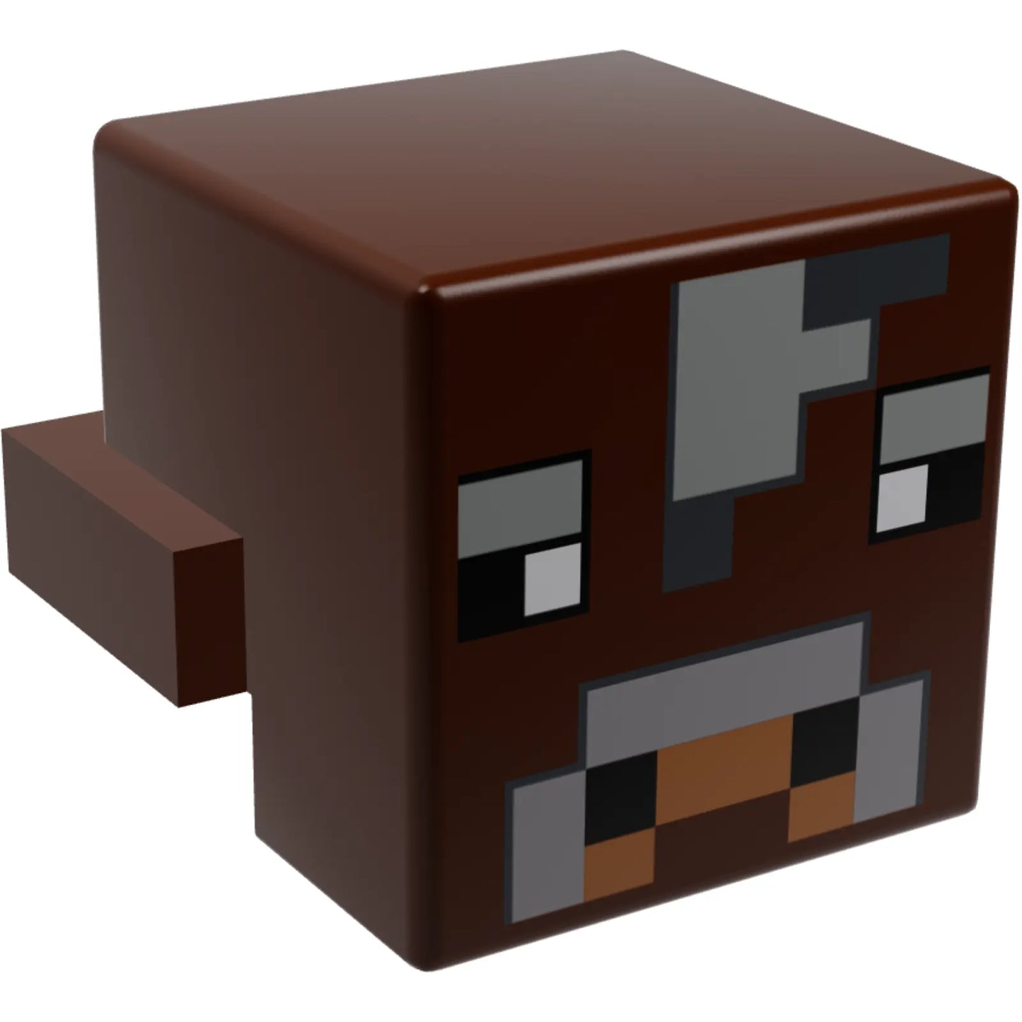 Part 19727pb003 - Creature Head Pixelated with Light Bluish Gray and Dark Bluish Gray Face Pattern (Minecraft Cow)