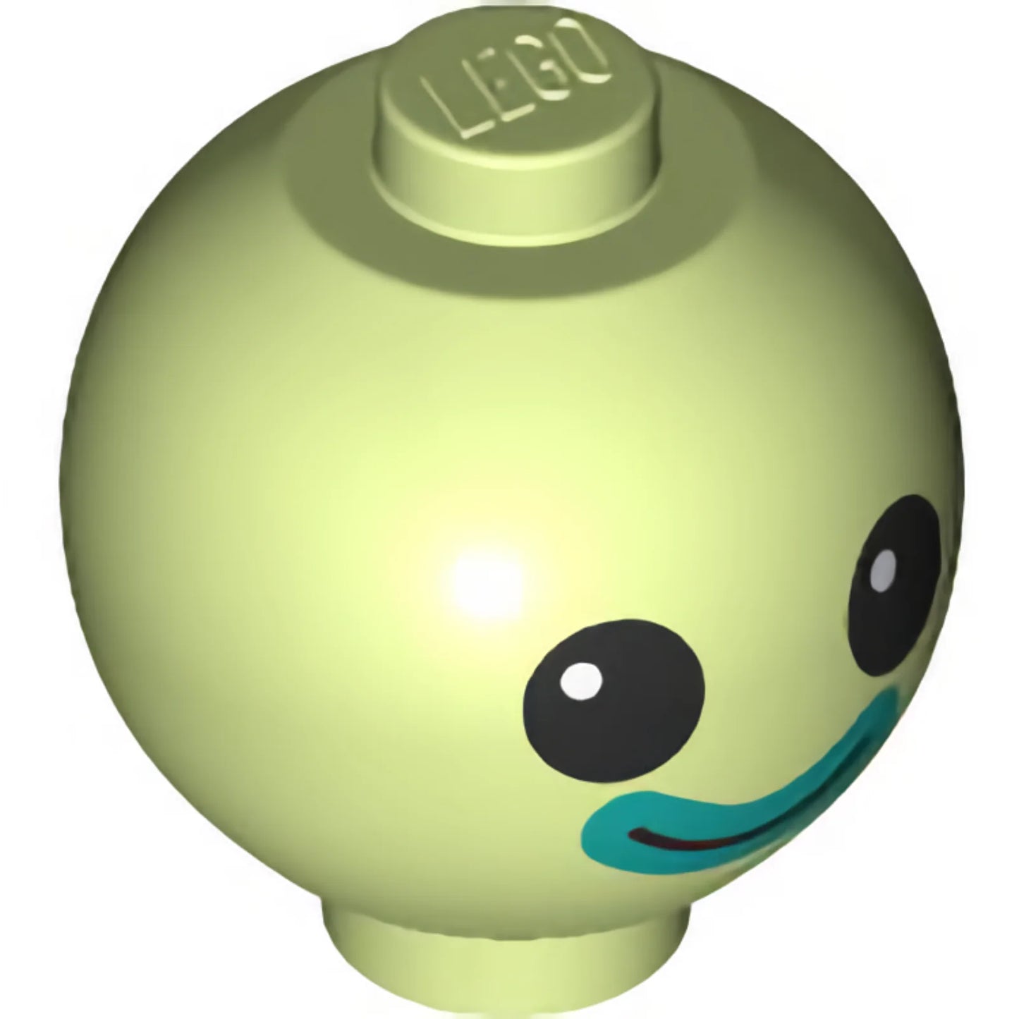Part 20953pb04 - Brick, Round 2 x 2 Sphere with Stud / Robot Body with Black Eyes and Dark Azure Mouth Pattern