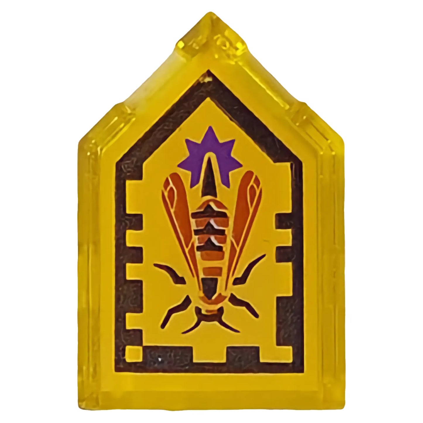 Part 22385pb091 - Tile, Modified 2 x 3 Pentagonal with Nexo Power Shield Pattern - Wasp Missile