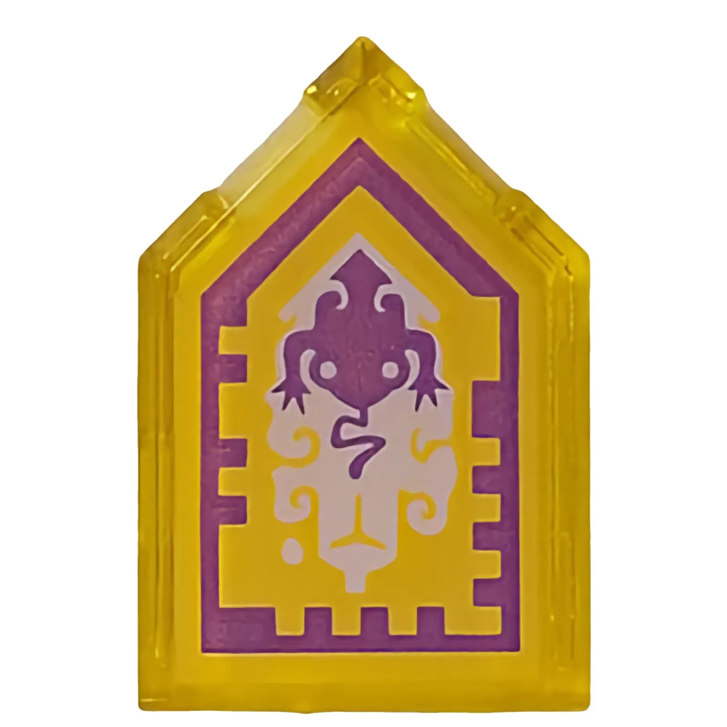Part 22385pb095 - Tile, Modified 2 x 3 Pentagonal with Nexo Power Shield Pattern - Toad