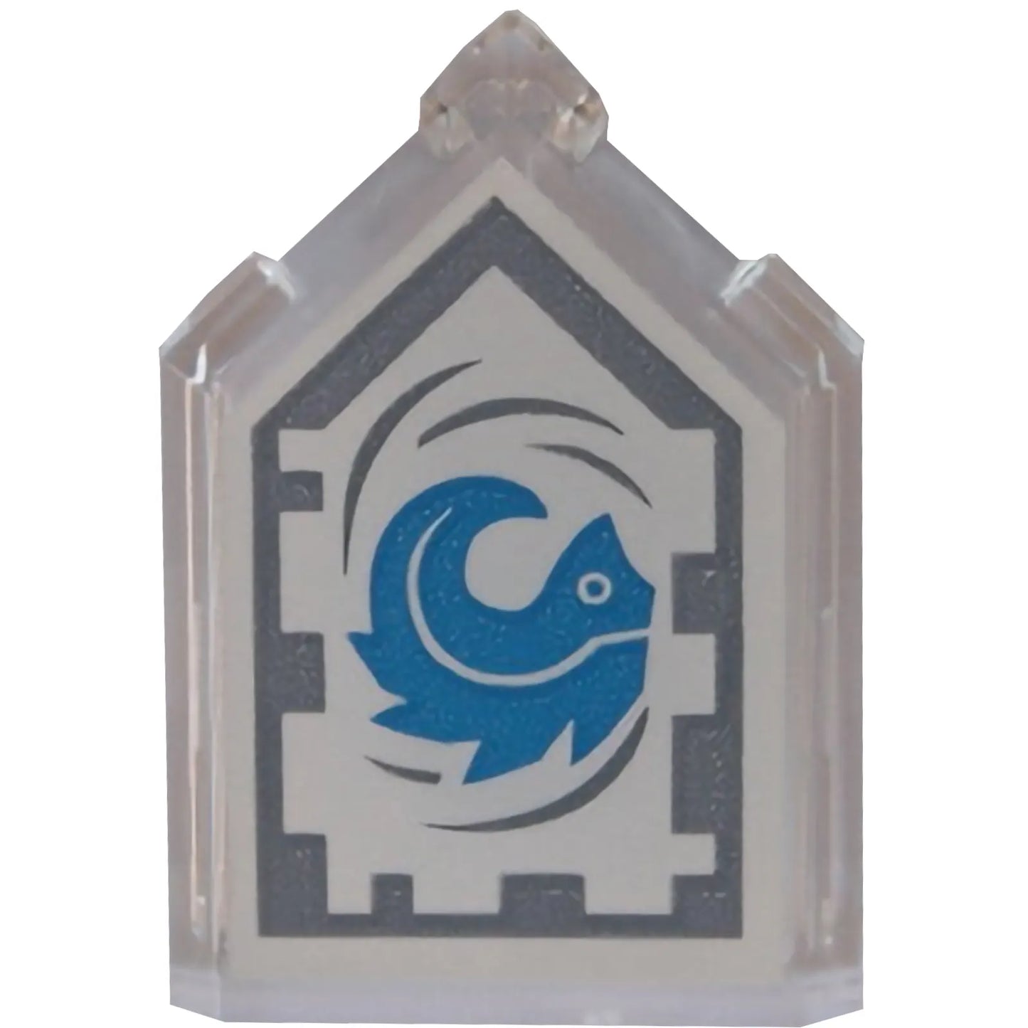 Part 22385pb138 - Tile, Modified 2 x 3 Pentagonal with Nexo Power Shield Pattern - Rolling Hedgehog