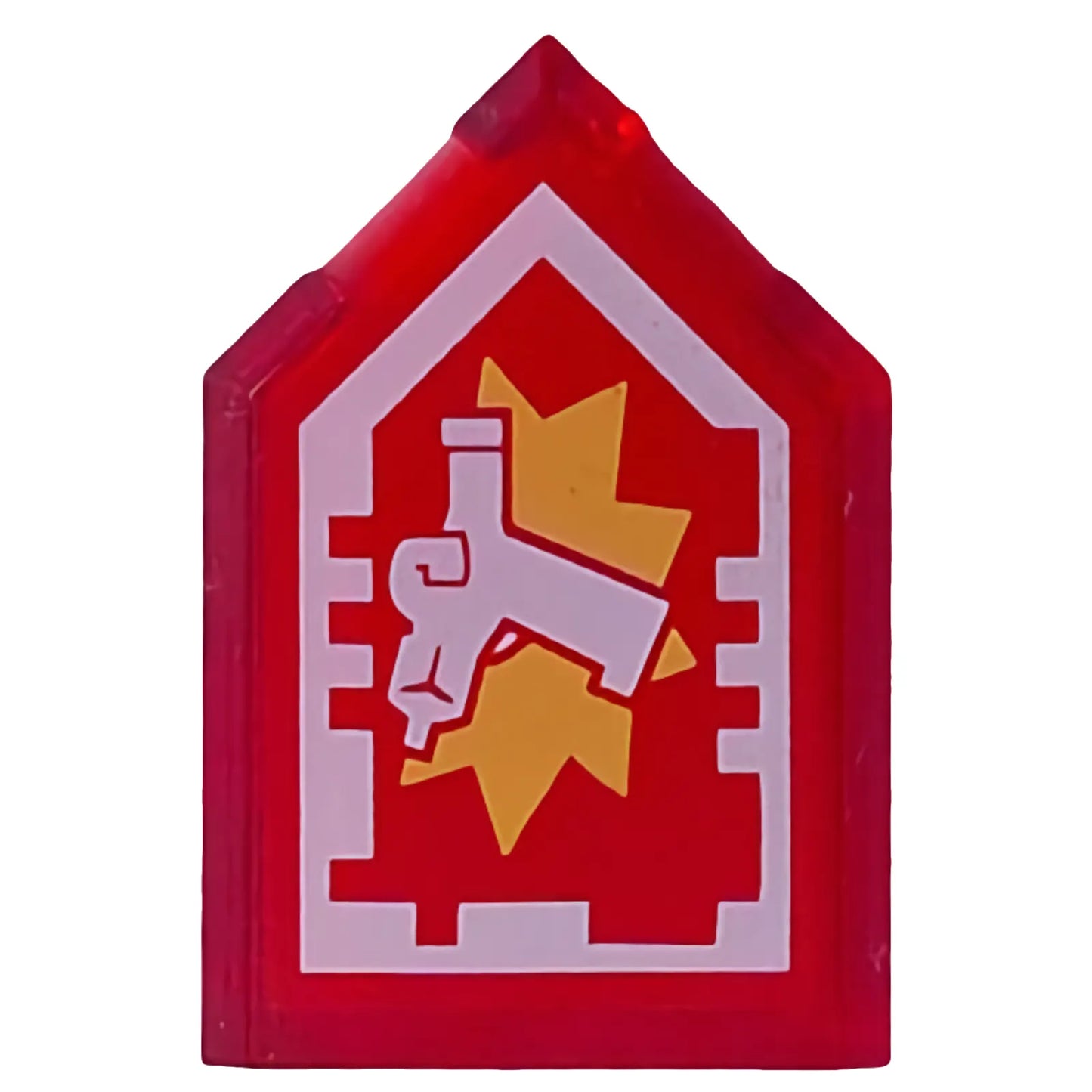 Part 22385pb140 - Tile, Modified 2 x 3 Pentagonal with Nexo Power Shield Pattern - Hyper Kick