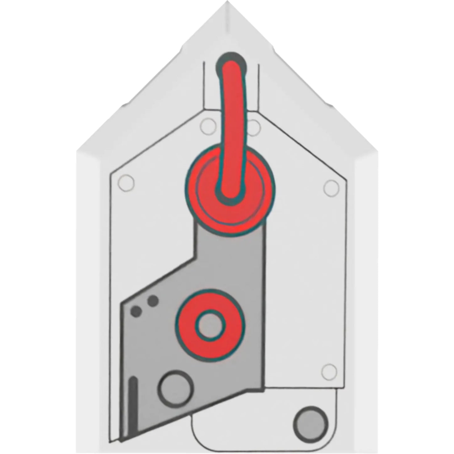 Part 22385pb279 - Tile, Modified 2 x 3 Pentagonal with Light Bluish Gray Engine Cover and Red Hose and Circles Pattern