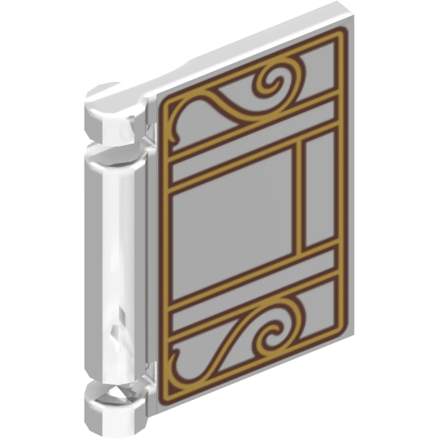 Part 24093pb100 - Minifigure, Utensil Book Cover with Gold and Reddish Brown Lattice and Ornaments Pattern