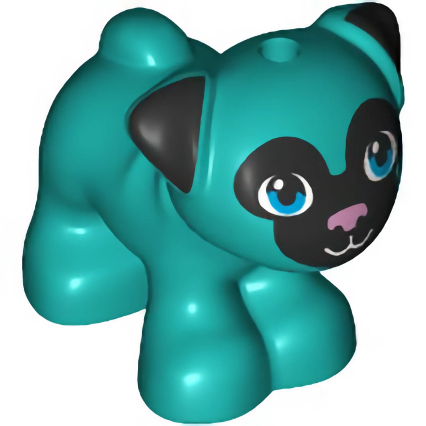 Part 24111pb03 - Dog, Friends, Pug, Standing with Black Muzzled Face and Ears, Metallic Pink Nose, and Dark Azure Eyes Pattern