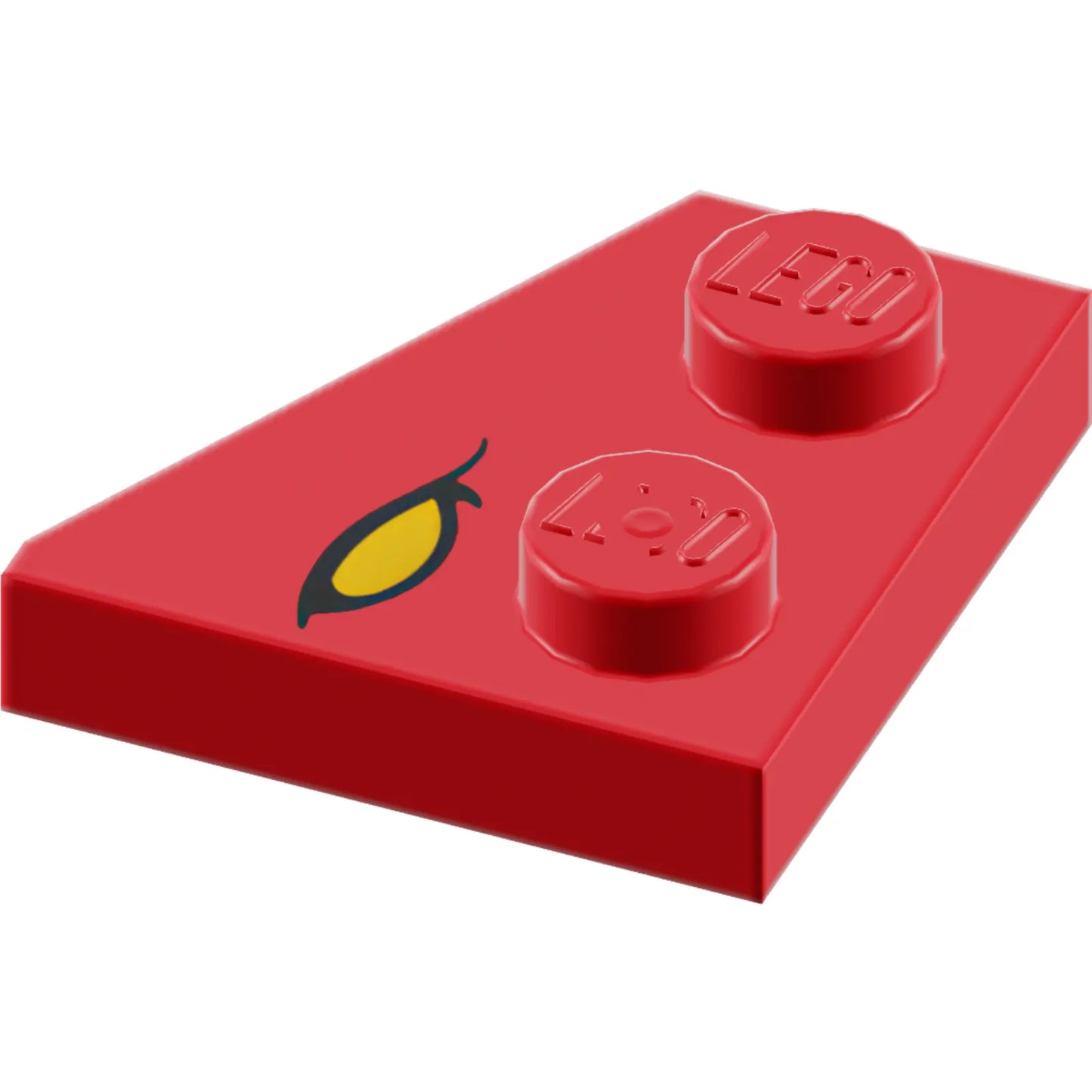 Part 24299pb02 - Wedge, Plate 2 x 2 Left with Yellow Eye with Black Eyelid Pattern (Dungeons & Dragons Red Dragon)
