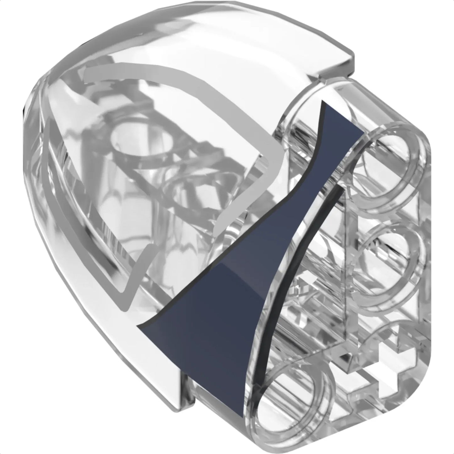 Teil 2442pb001 - Technik, Platte gebogen 5 x 3 x 2 Ecke Viertelellipse, rechts mit dunkelblauem Rand und silbernem Linienmuster