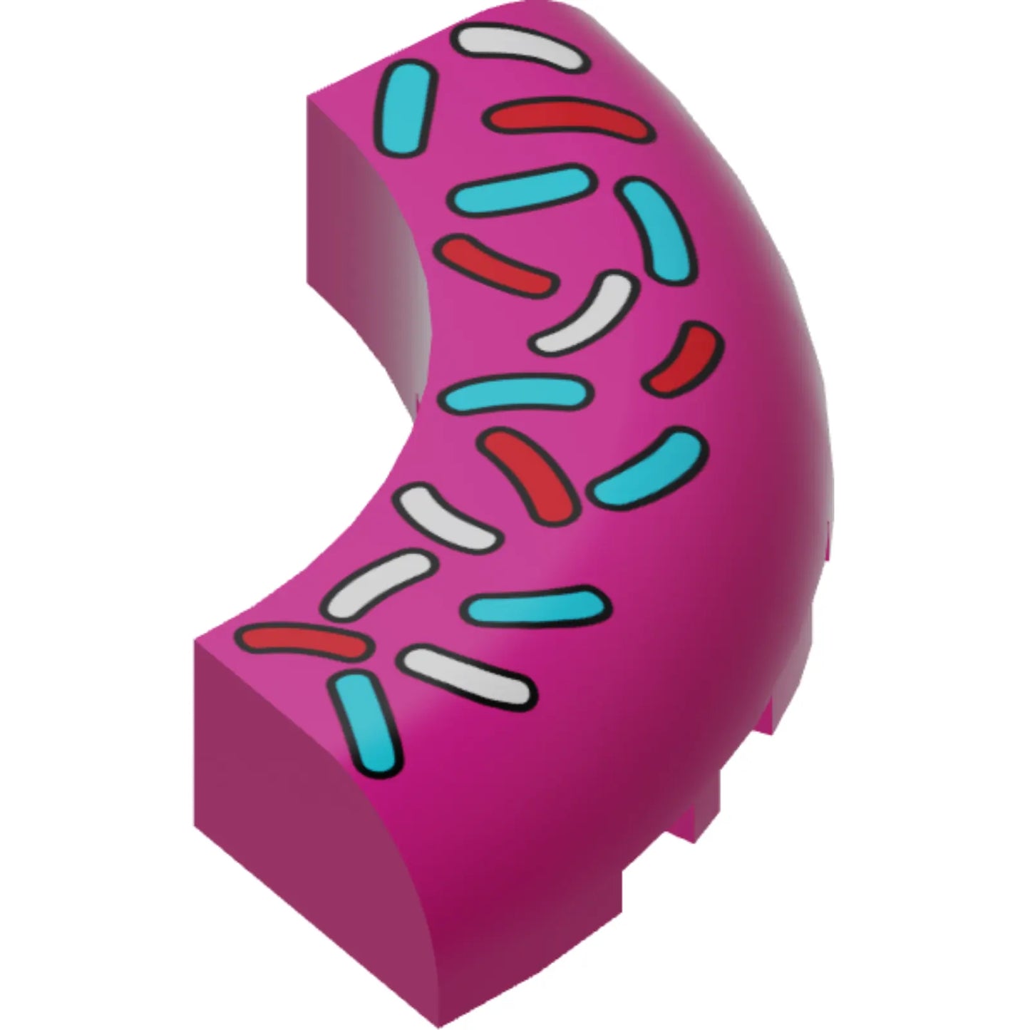 Part 24599pb02 - Brick, Round Corner 5 x 5 x 1 without Studs with Medium Azure, Red and White Topping Pattern