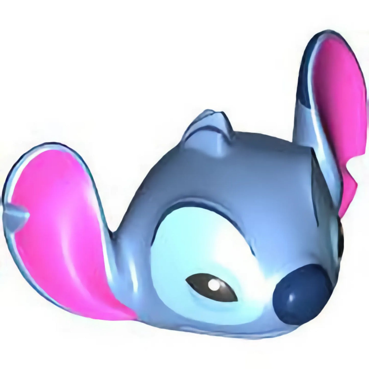 Part 24783pb02 - Minifigure, Head, Modified Alien with Big Dark Pink Ears, Black and Bright Light Blue Narrow Eyes with Eyebrows and Dark Blue Nose Pattern (Stitch)