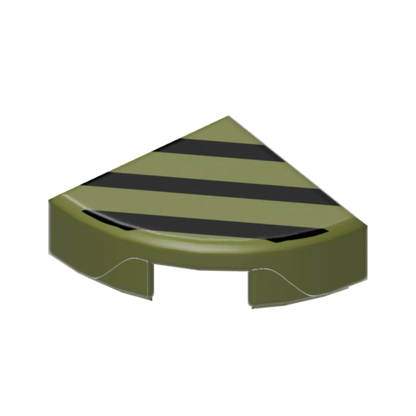 Part 25269pb034 - Tile, Round 1 x 1 Quarter with 3 Black Diagonal Lines Pattern
