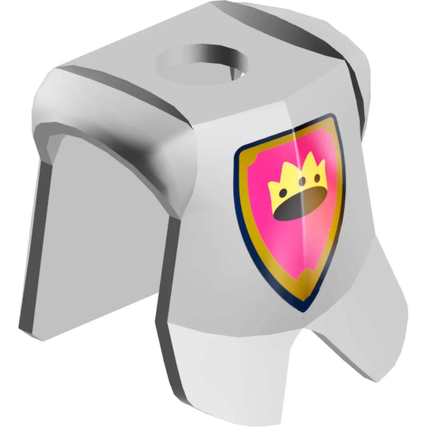 Part 2587pb36 - Minifigure Armor Breastplate with Leg Protection, Crown on Light Purple Background with Gold Border Pattern