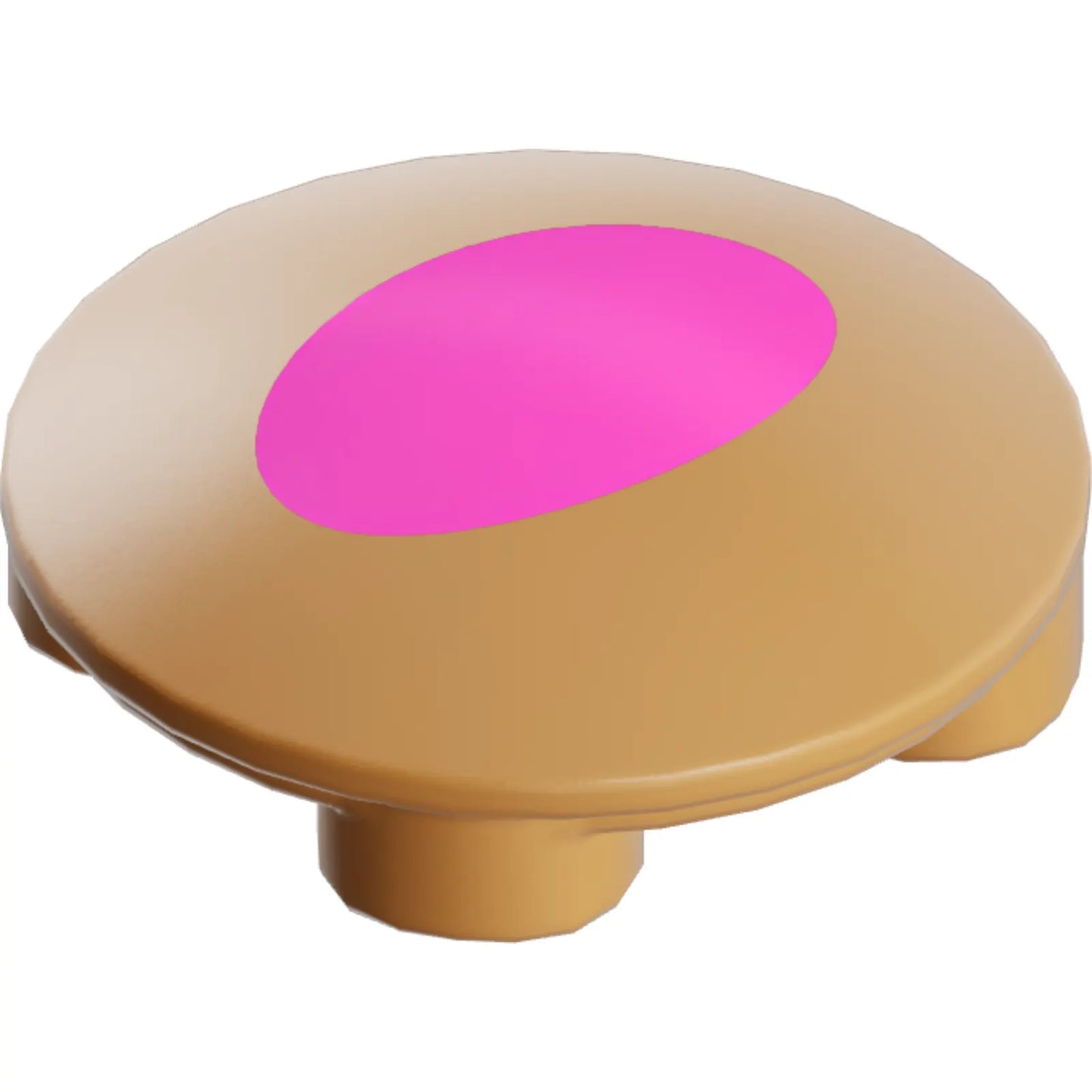 Part 2654pb040 - Plate, Round 2 x 2 with Rounded Bottom (Boat Stud) with Dark Pink Oval Pattern (Pokémon Eevee Paw Pad)