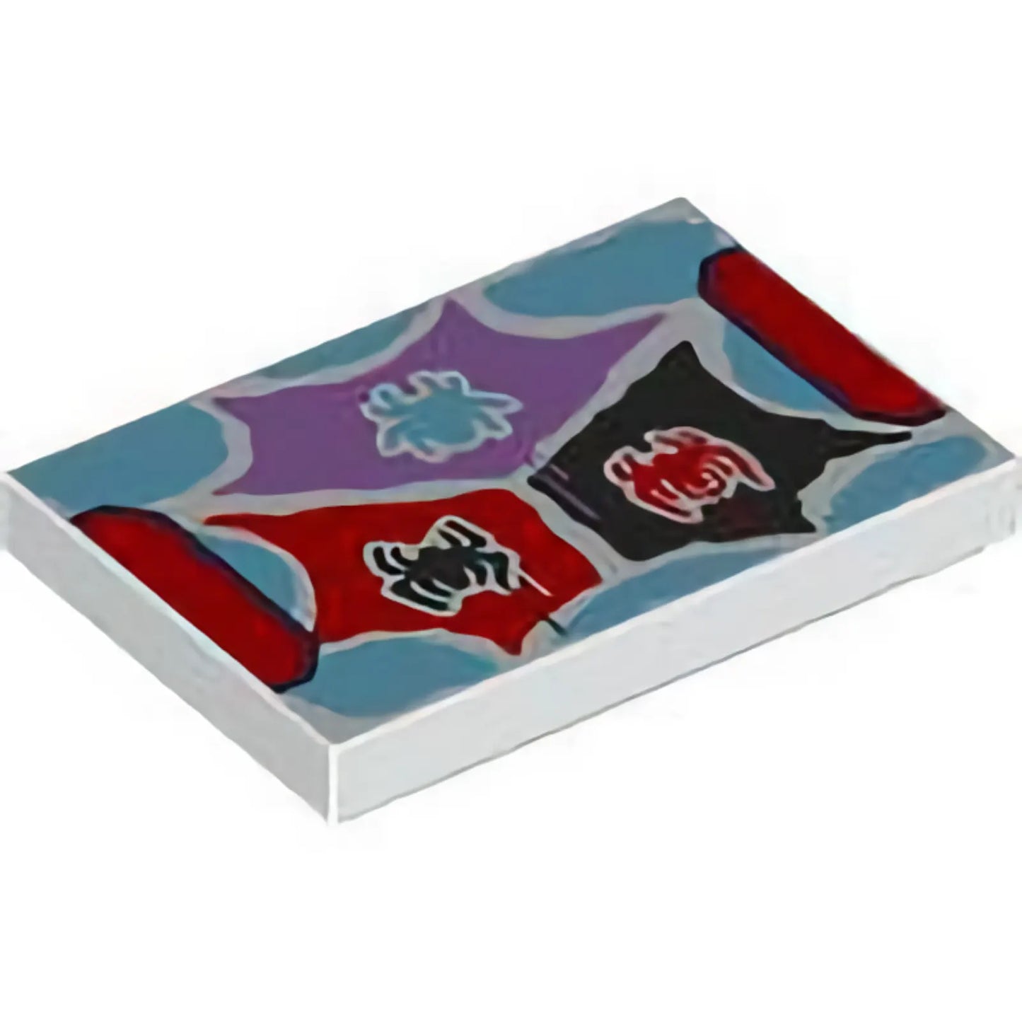 Part 26603pb406 - Tile 2 x 3 with Spiders on Black, Medium Azure, Medium Lavender and Red Spider Web Pattern