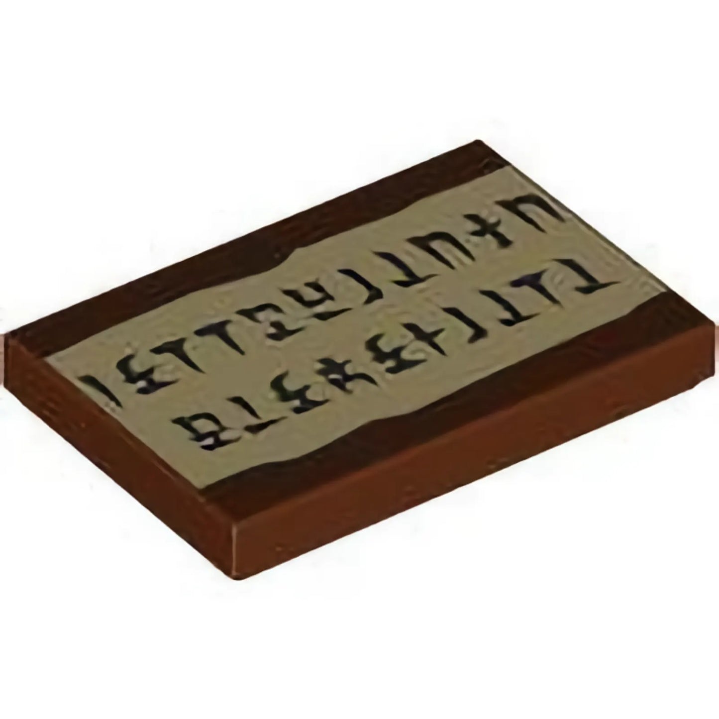 Part 26603pb440 - Tile 2 x 3 with Tan Secret Message Sign with Black Wood Grain and Hylian Syllabary Letters Pattern