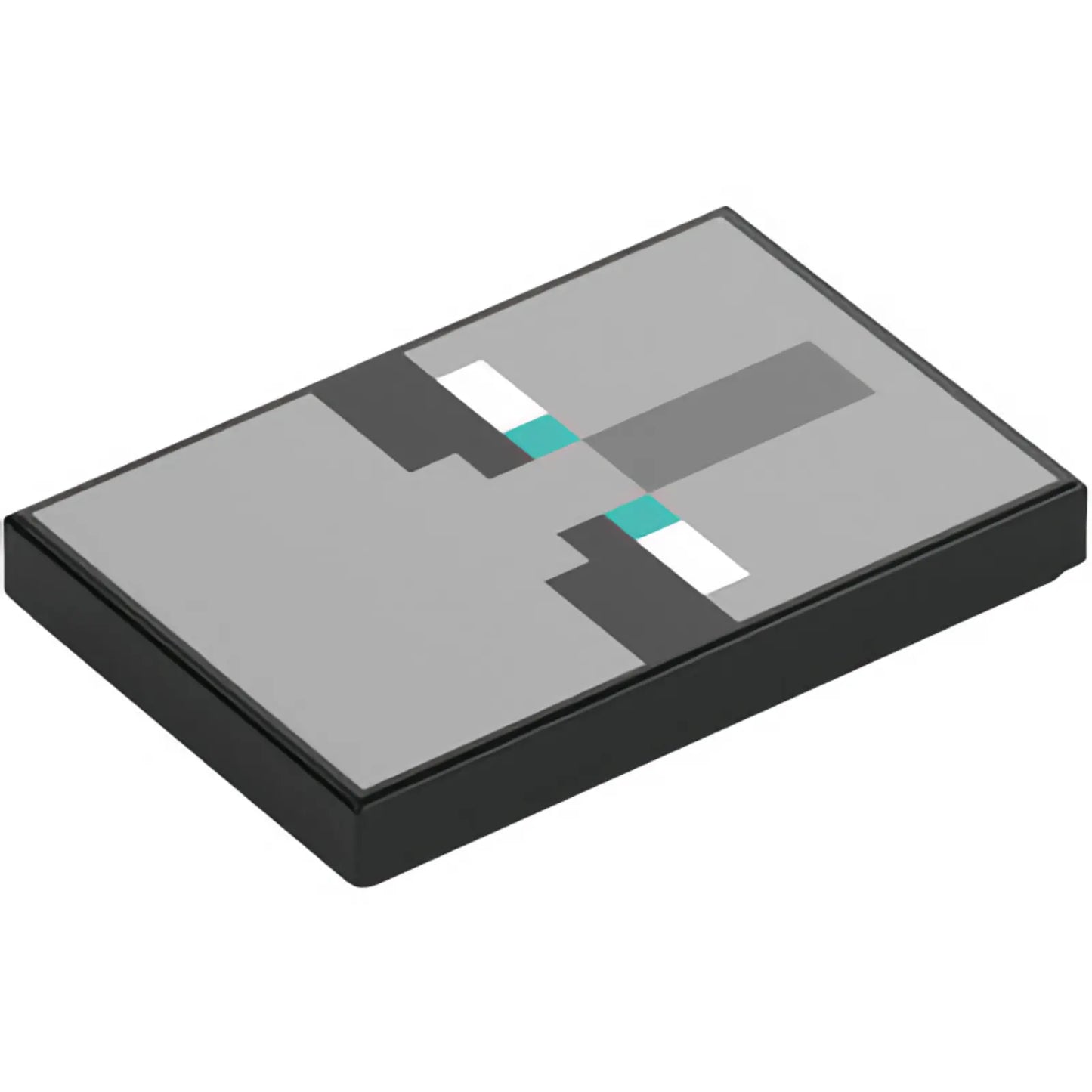Part 26603pb471 - Tile 2 x 3 with Pixelated Eyebrows, Dark Turquoise Eyes, and Dark Bluish Gray Rectangle Nose on Light Bluish Gray Background Pattern (Minecraft Ominous Banner)