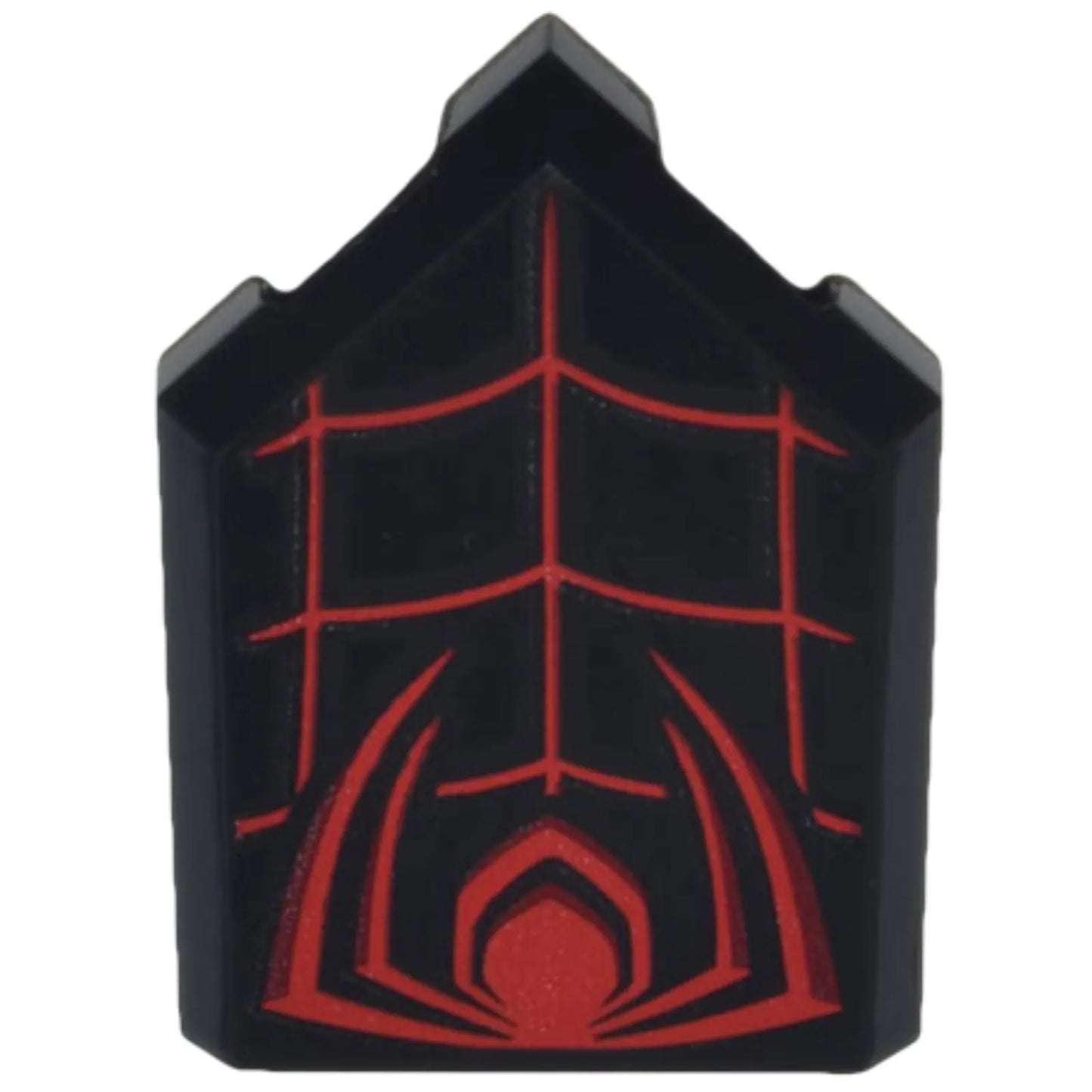 Part 22385pb267 - Tile, Modified 2 x 3 Pentagonal with Red Spider Half and Web Pattern