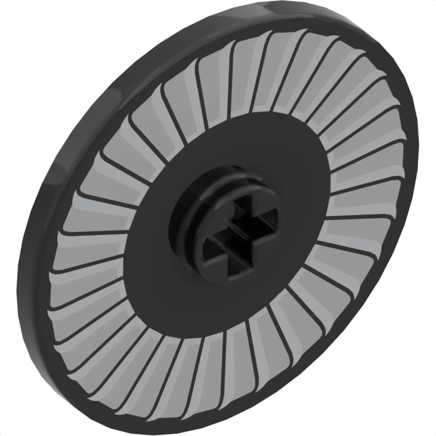 Teil 2723pb081 - Technik, Scheibe 3 x 3 mit silbernem und hellblau-grauem Fächermuster