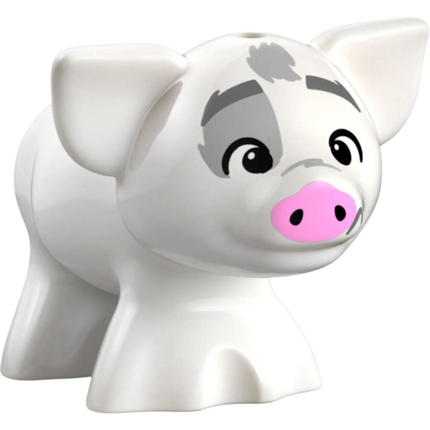 Part 28318pb05 - Pig, Friends with Dark Bluish Gray Eyebrows, Small Black Eyes, Bright Pink Nose, and Dark Bluish Gray Rough Spots Pattern (Pua)