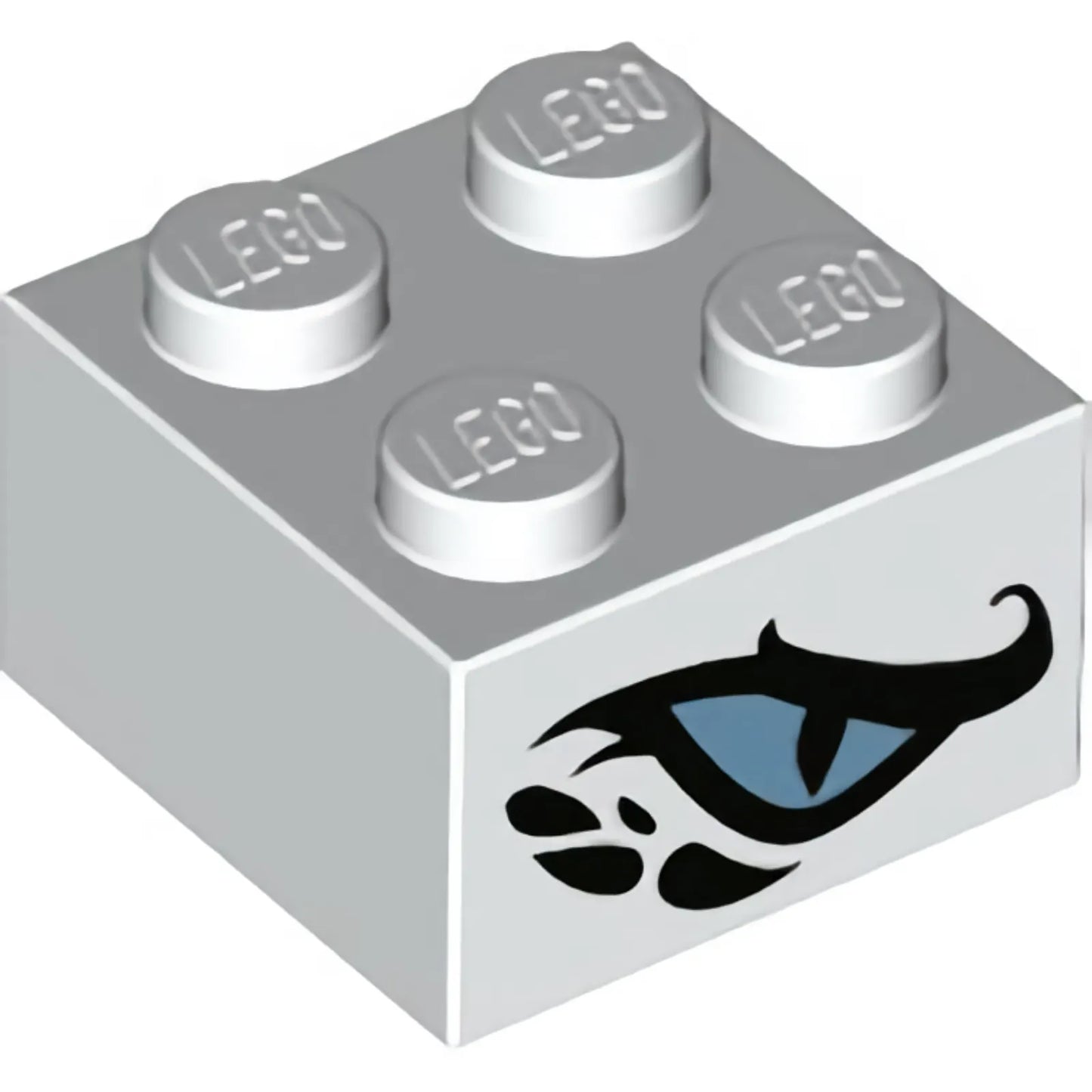 Part 3003pb105 - Brick 2 x 2 with Metallic Light Blue Dragon Eye Pattern on Two Sides