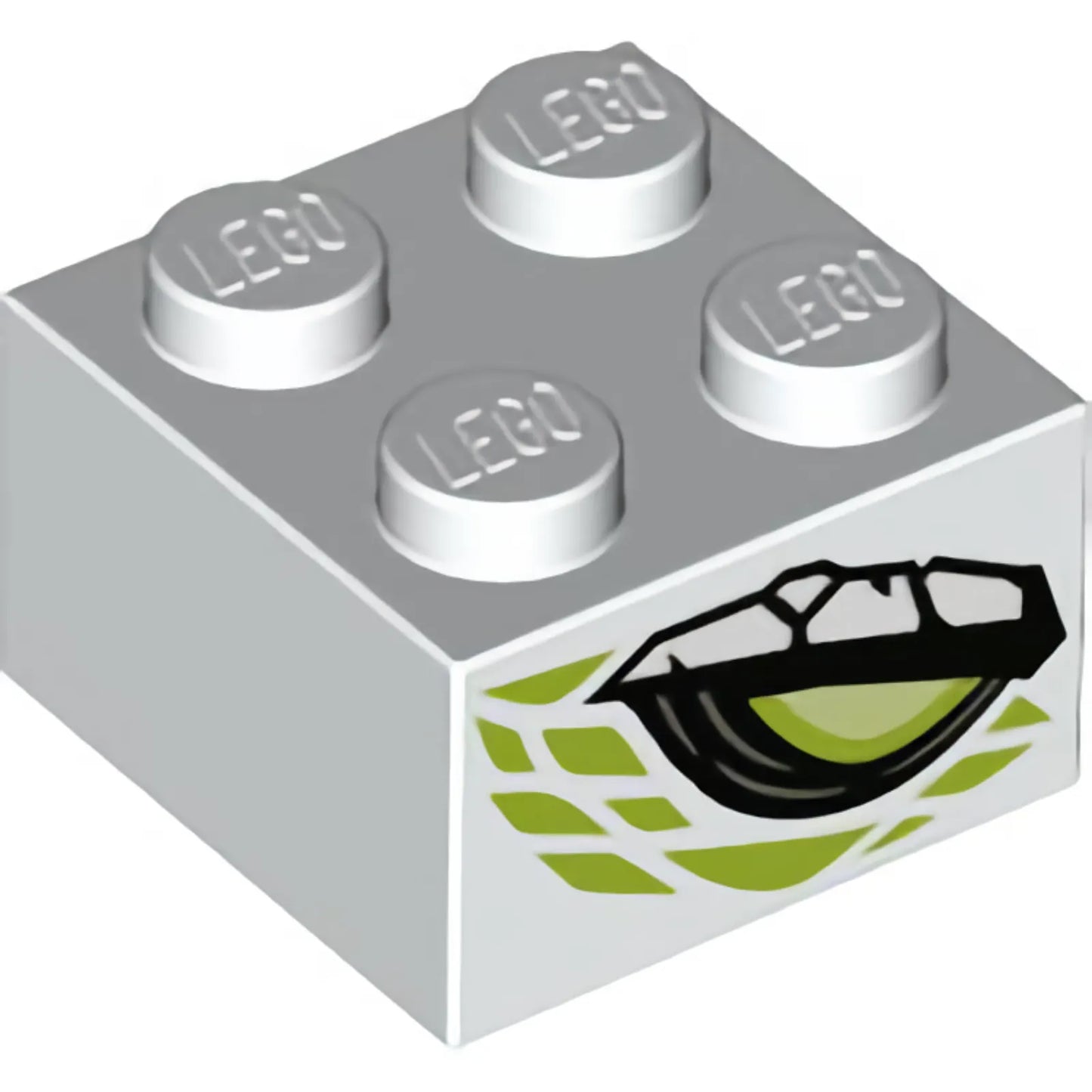 Teil 3003pb114 - Ziegel 2 x 2 mit limettengrünem und gelblich-grünem Drachenauge, limettengrünes Schuppenmuster auf zwei Seiten