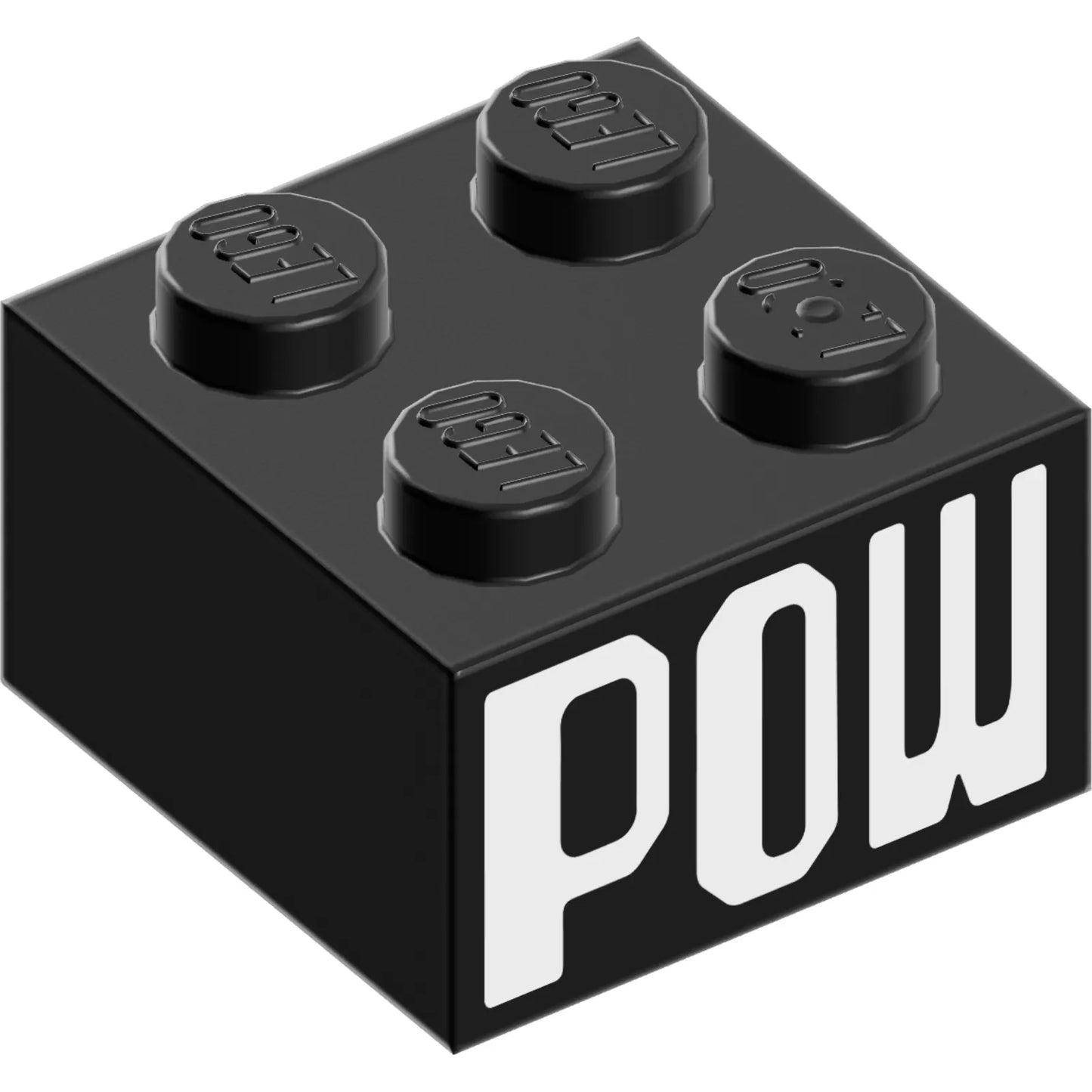 Teil 3003pb120 - Ziegel 2 x 2 mit weißem „POW“-Muster auf zwei Seiten