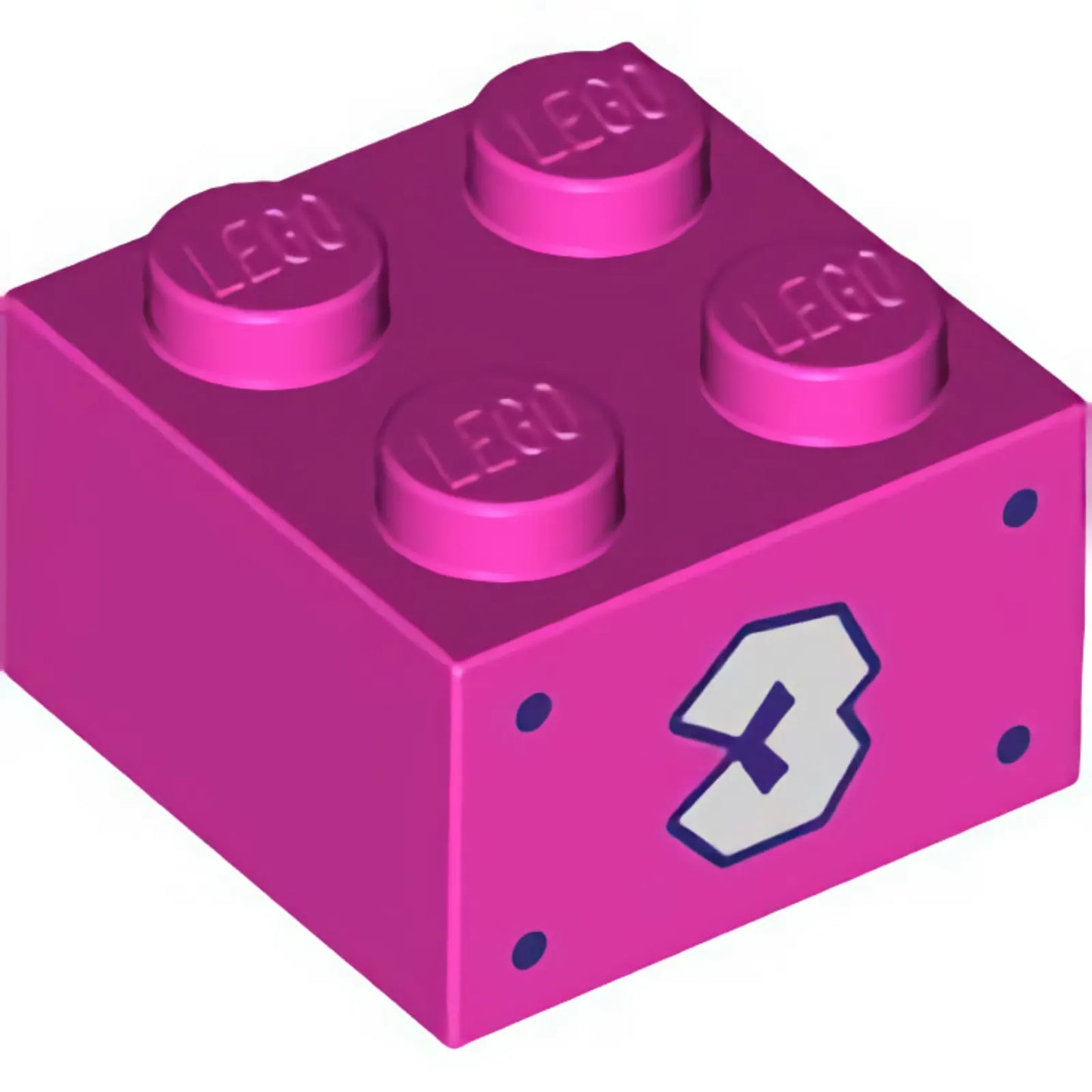 Part 3003pb126 - Brick 2 x 2 with White Number 3 and Dark Purple Dots Pattern on Both Sides