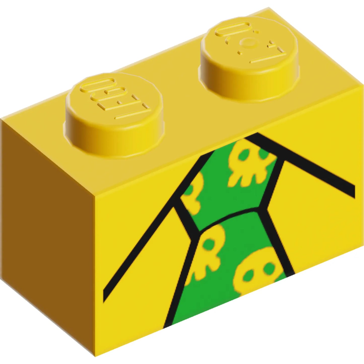 Part 3004pb150 - Brick 1 x 2 with Black Lines and Bright Green Tie with Skulls Pattern (BrickHeadz The Joker Chest)