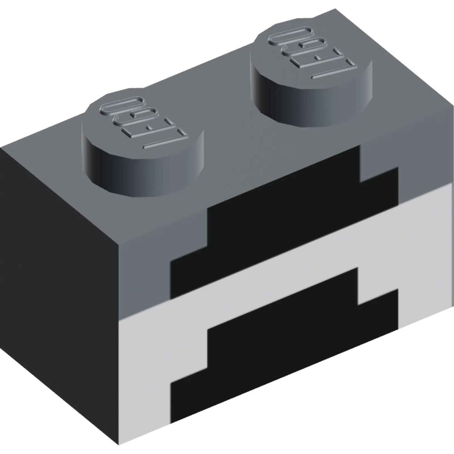 Part 3004pb161 - Brick 1 x 2 with Minecraft Pixelated Furnace Unlit Pattern