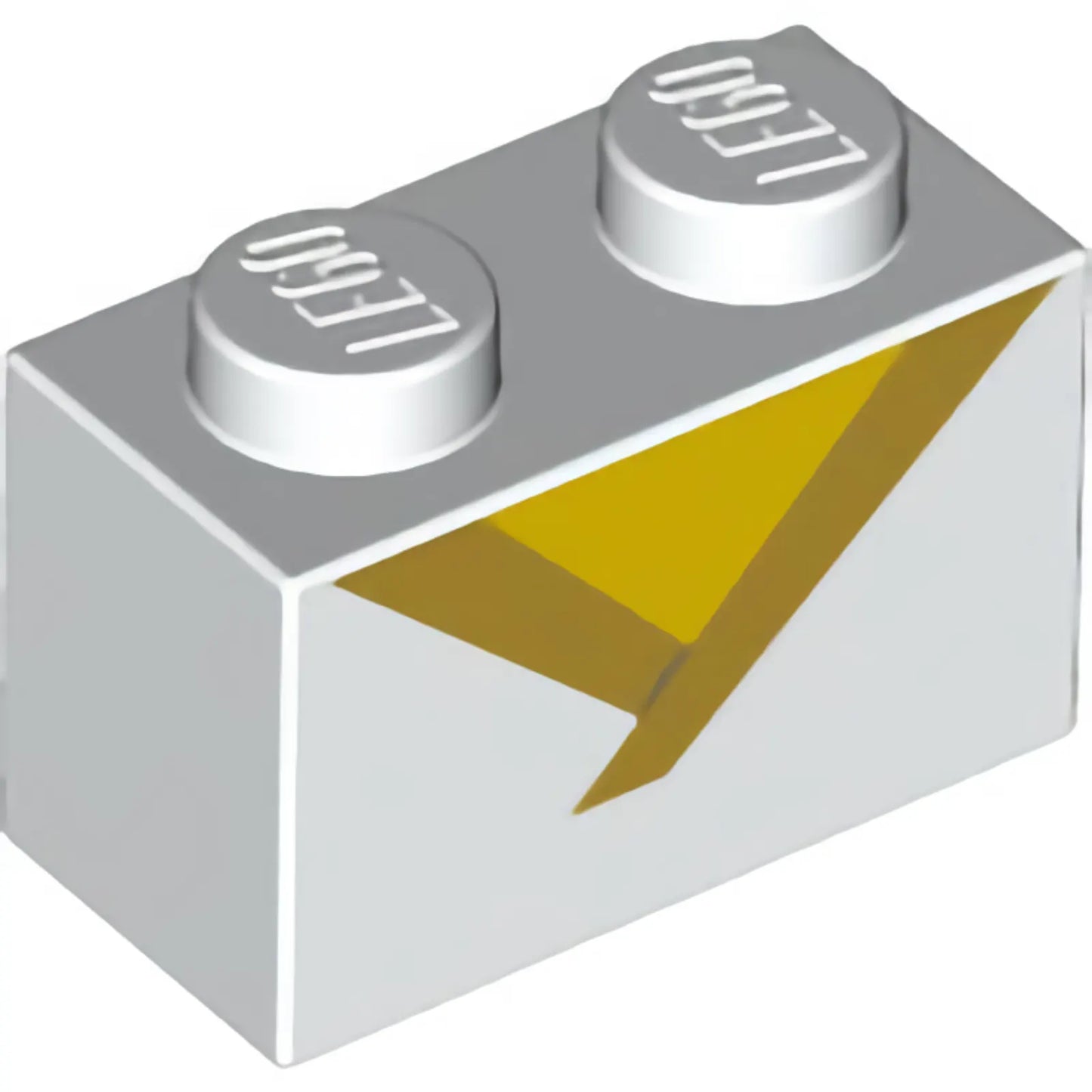 Part 3004pb188 - Brick 1 x 2 with Gold Trim and Yellow Triangle Pattern