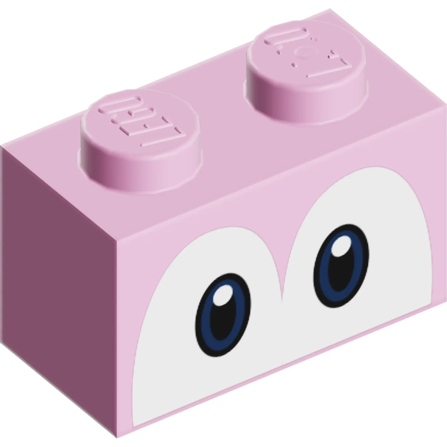 Part 3004pb206 - Brick 1 x 2 with Dark Blue and Black Eyes on White Background Pattern (Super Mario Yoshi)