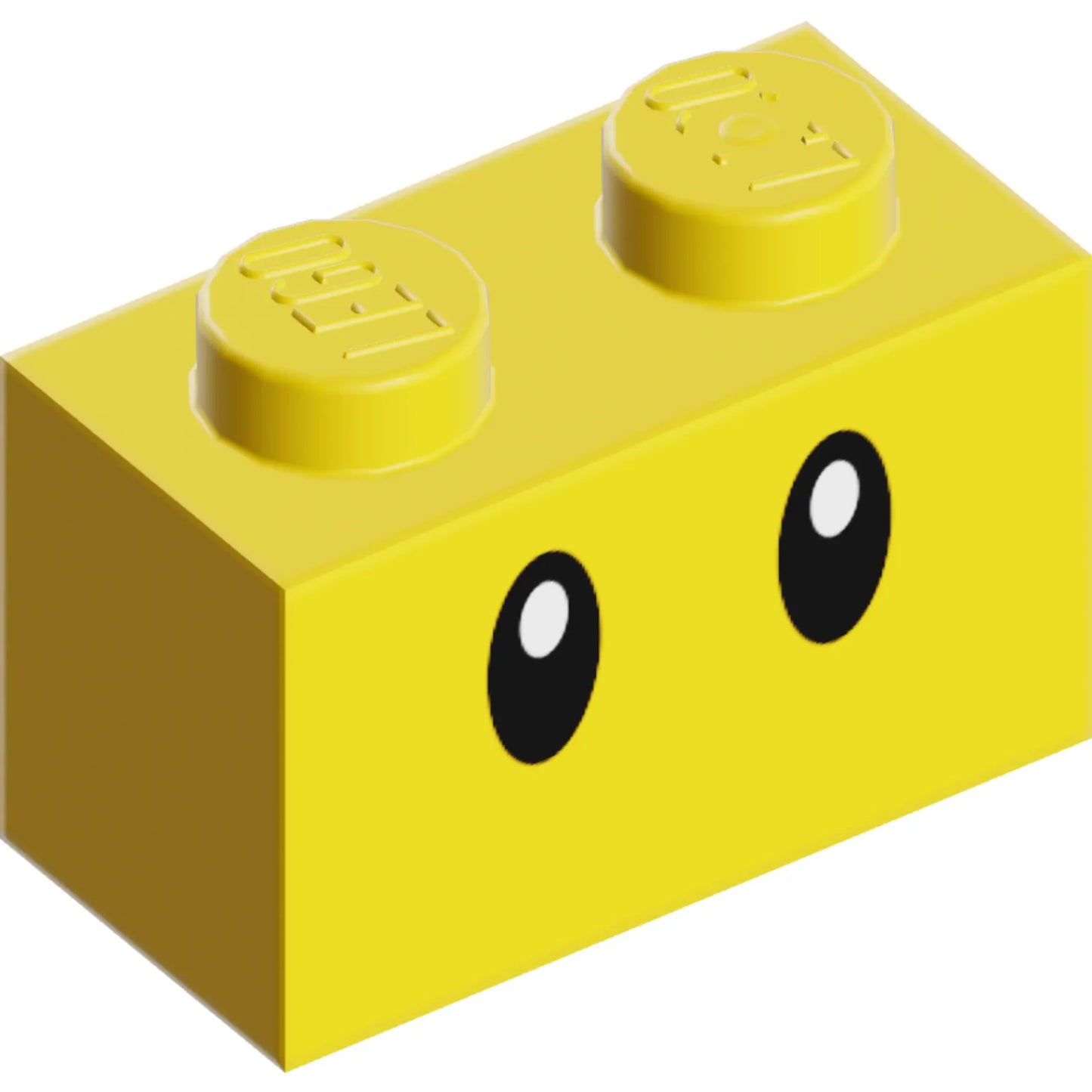 Part 3004pb215 - Brick 1 x 2 with Black Eyes with White Pupils Pattern (Super Mario Wiggler)