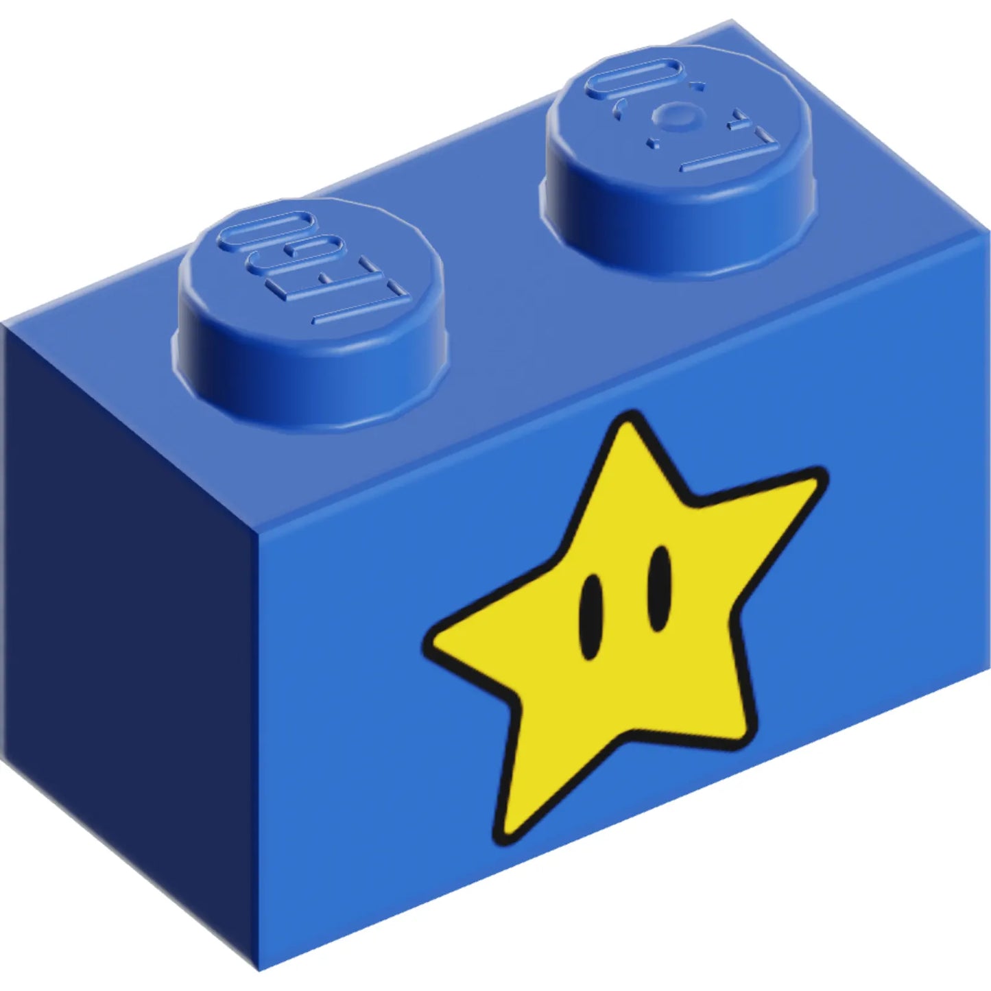 Part 3004pb216 - Brick 1 x 2 with Yellow Star with Black Eyes Pattern
