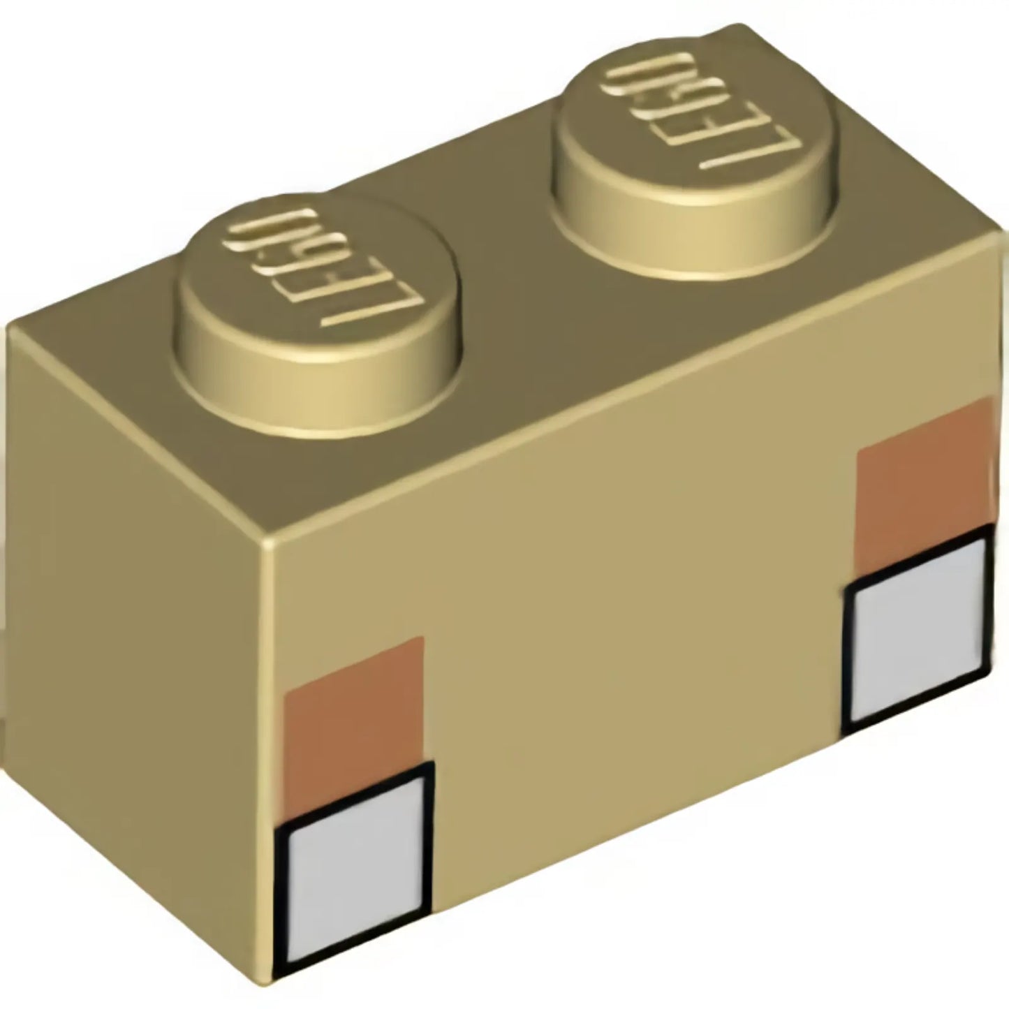 Part 3004pb226 - Brick 1 x 2 with Pixelated Minecraft White Eyes Pattern