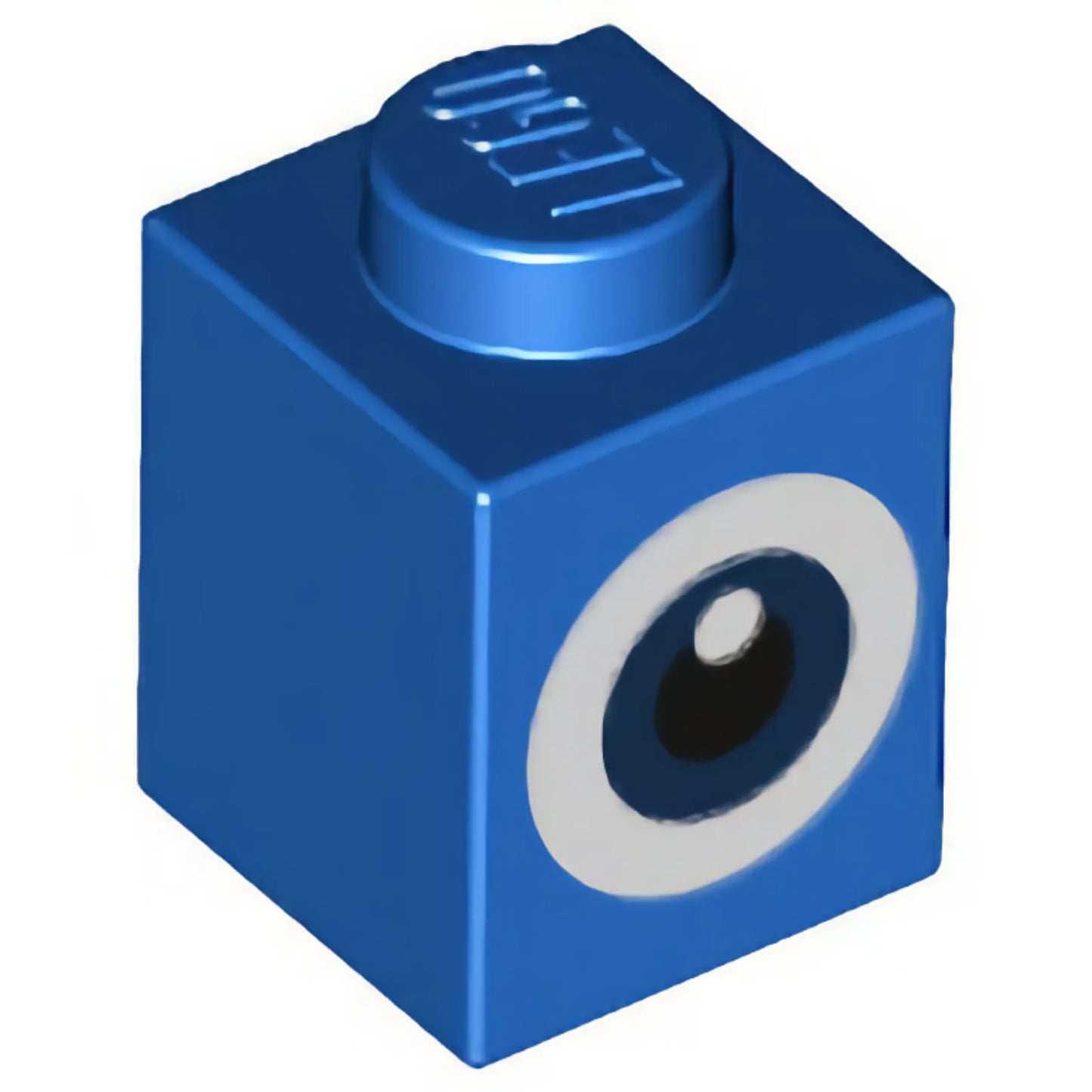 Part 3005pb052 - Brick 1 x 1 with Dark Blue and White Eye with Black Pupil Pattern (Super Mario Penguin)