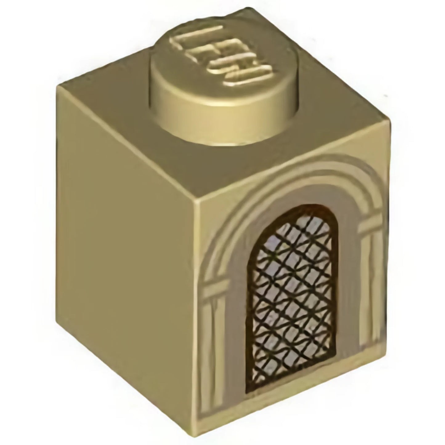 Part 3005pb063 - Brick 1 x 1 with Silver Arched Window with Dark Brown Lattice and Dark Tan Arches Pattern