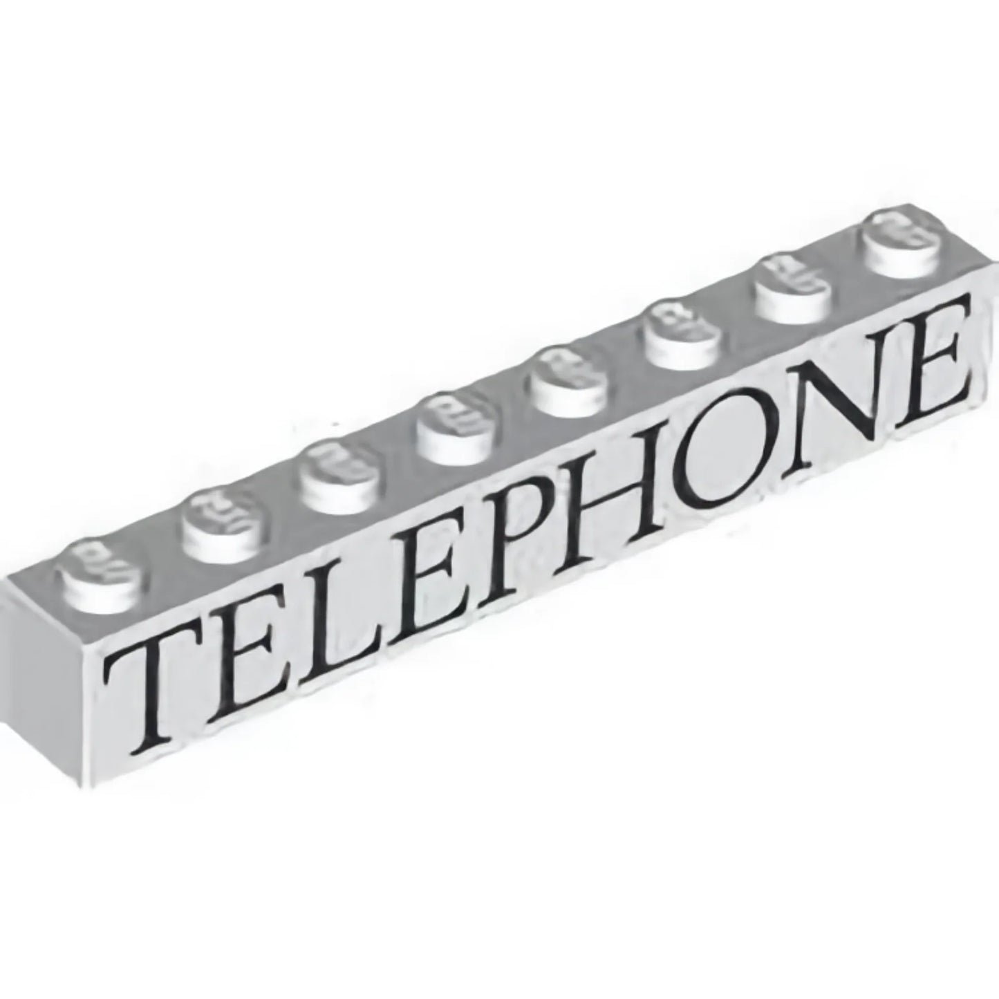 Part 3008pb191 - Brick 1 x 8 with Black 'TELEPHONE' Pattern